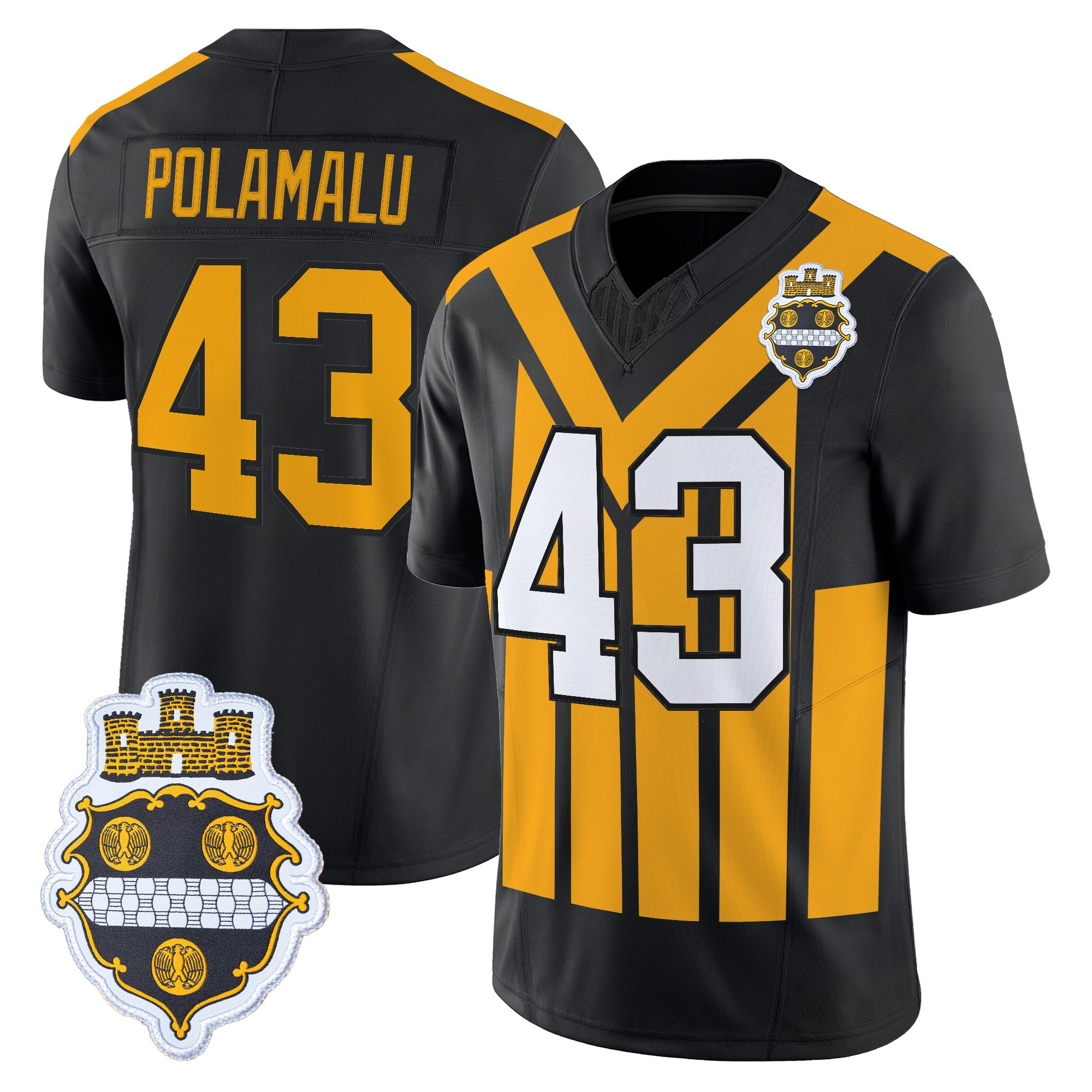 Troy Polamalu Men's Pittsburgh Steelers 1933 Patch Throwback Vapor Limited Black Jersey V2 - All Stitched