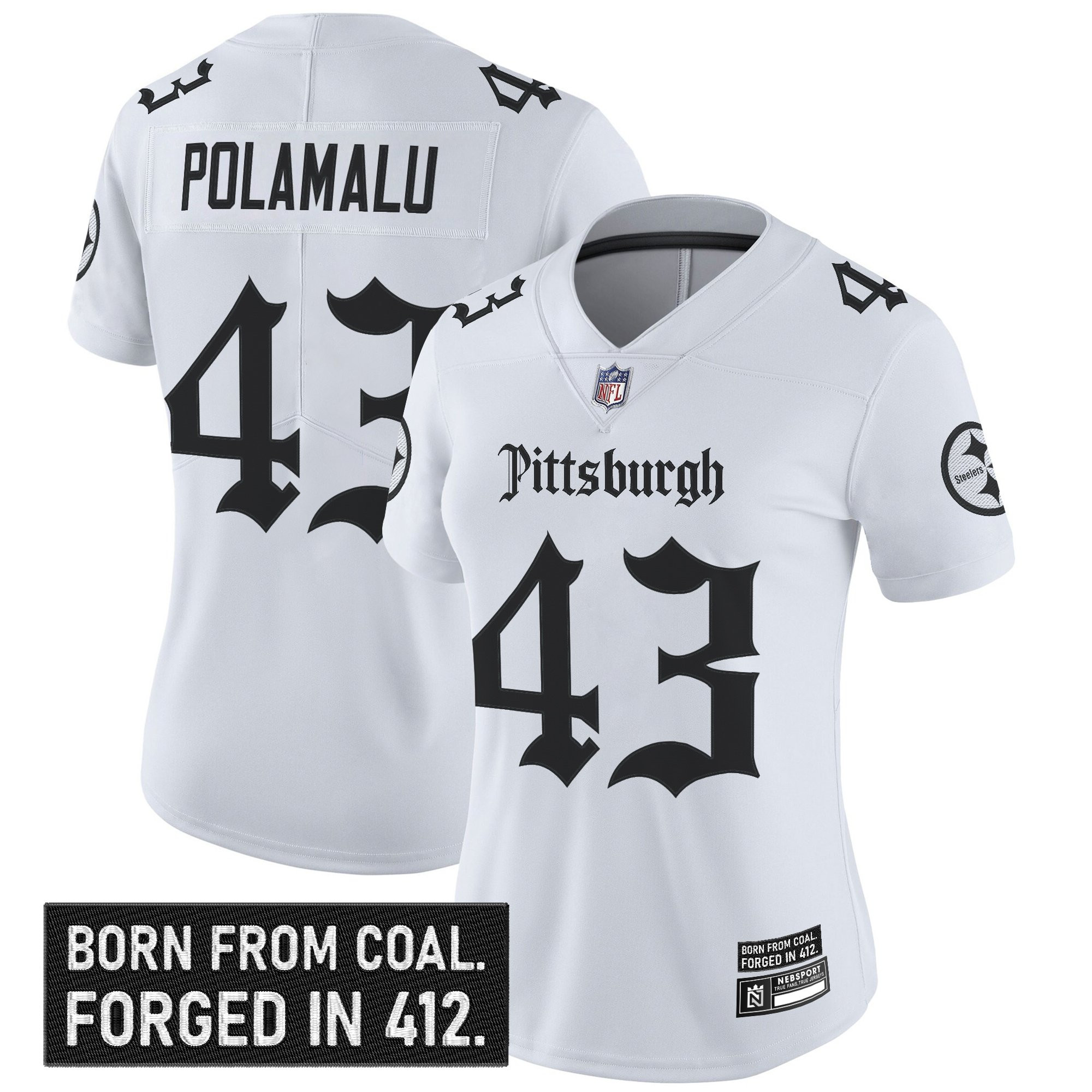 Troy Polamalu Women's Pittsburgh Steelers Gothic Steel City Edition Vapor Limited White Jersey - All Stitched