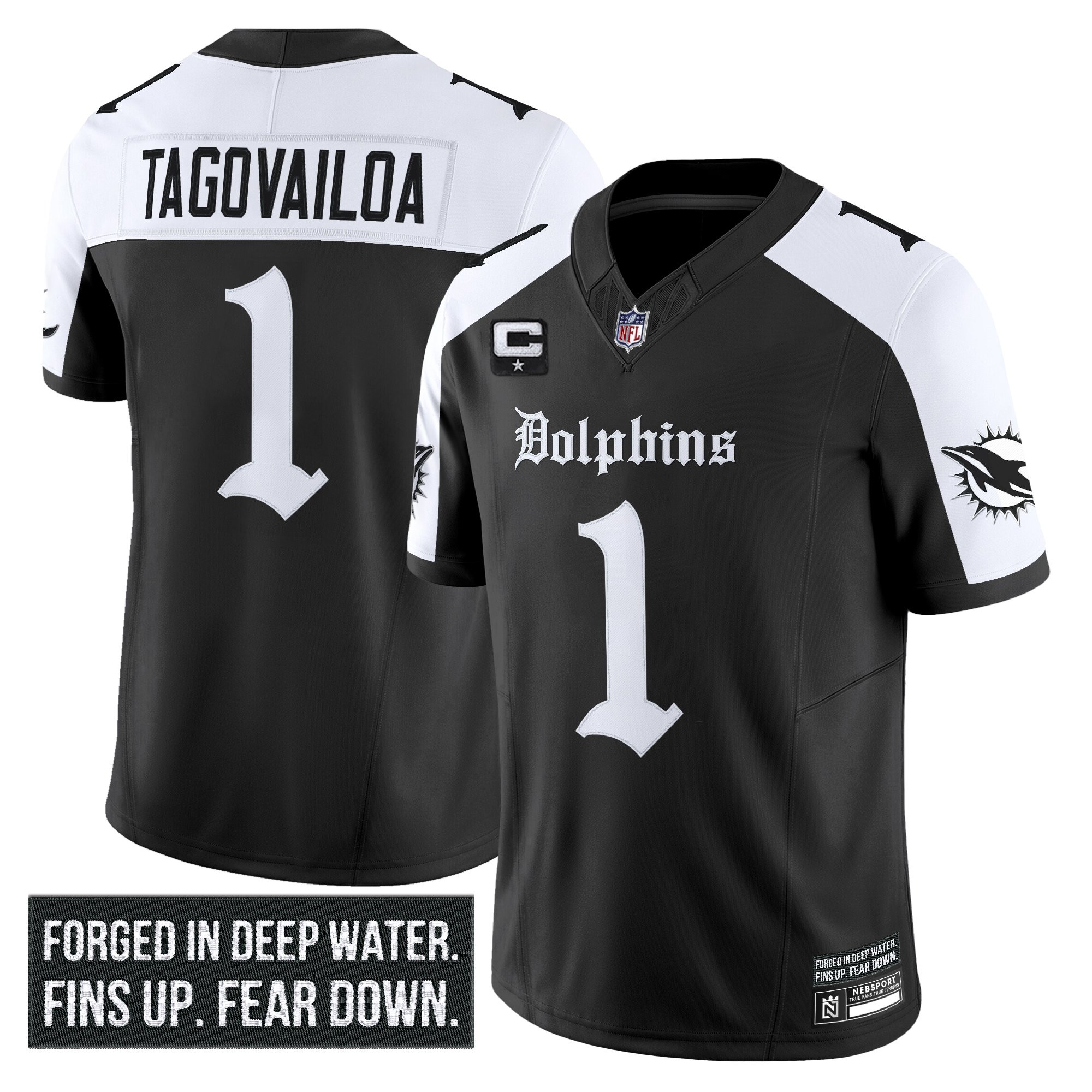 Tua Tagovailoa Men's Miami Dolphins Gothic Deep Water Edition Vapor Limited Alternate Jersey - All Stitched