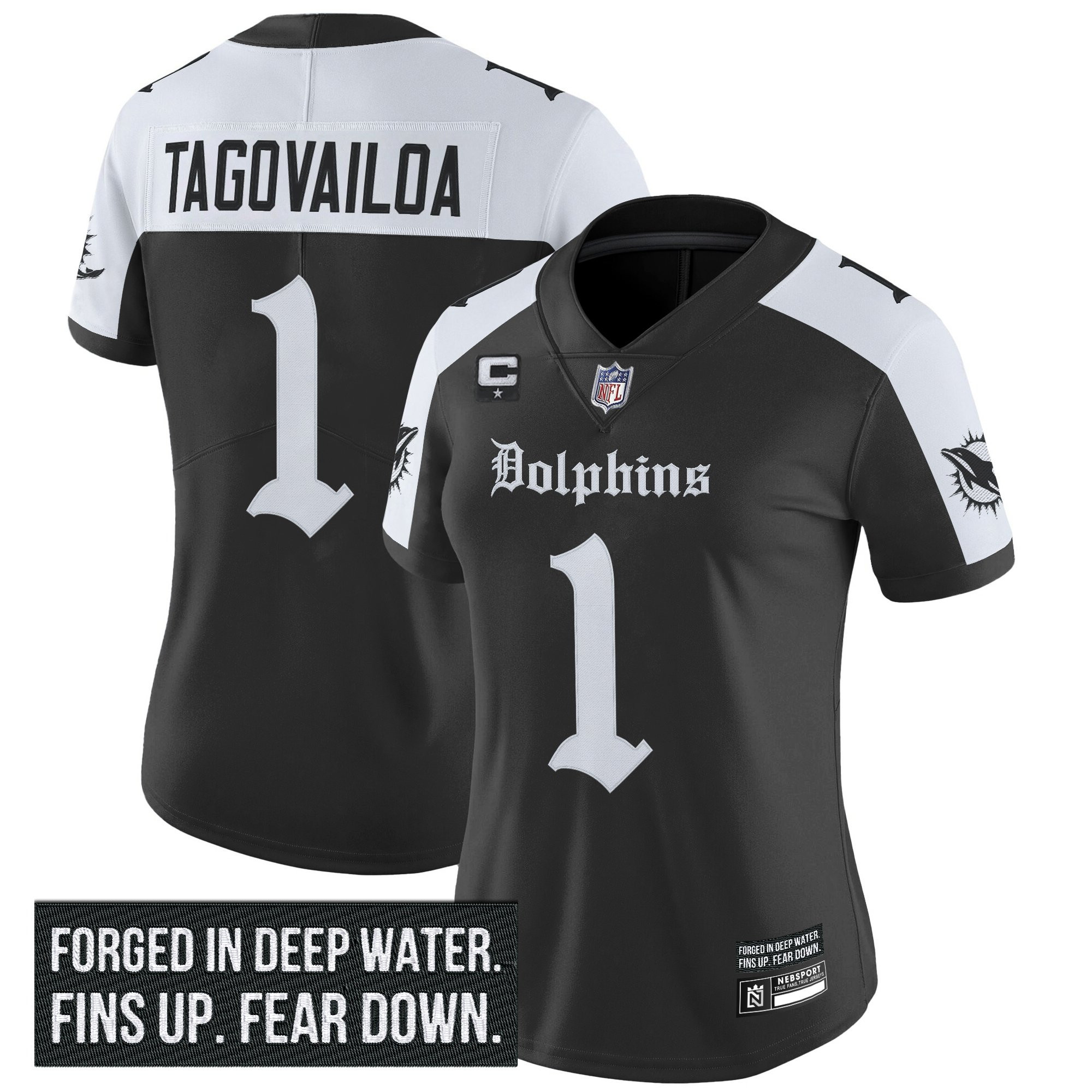 Tua Tagovailoa Women's Miami Dolphins Gothic Deep Water Edition Vapor Limited Alternate Jersey - All Stitched