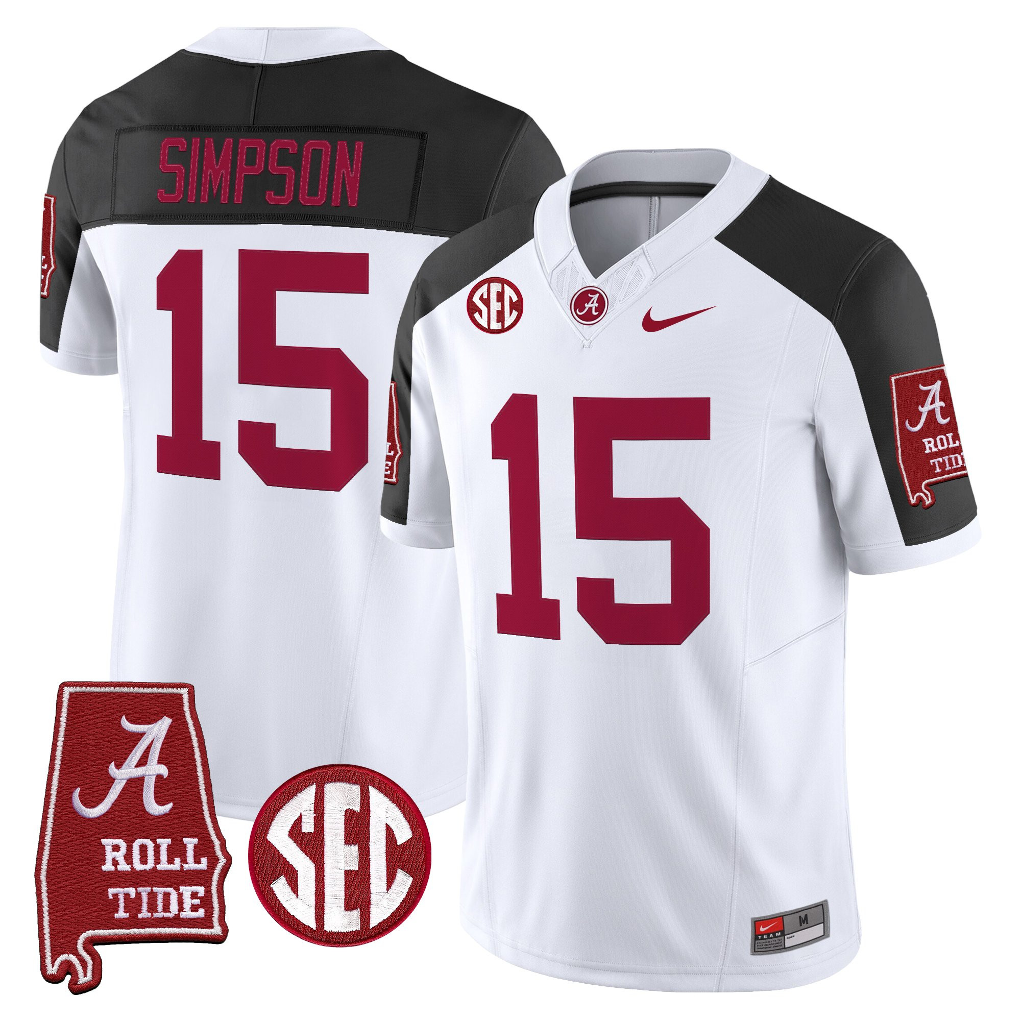 Ty Simpson Men's Alabama Crimson Tide 2025 Vapor Limited Inverted Jersey - Alabama Map - All Stitched