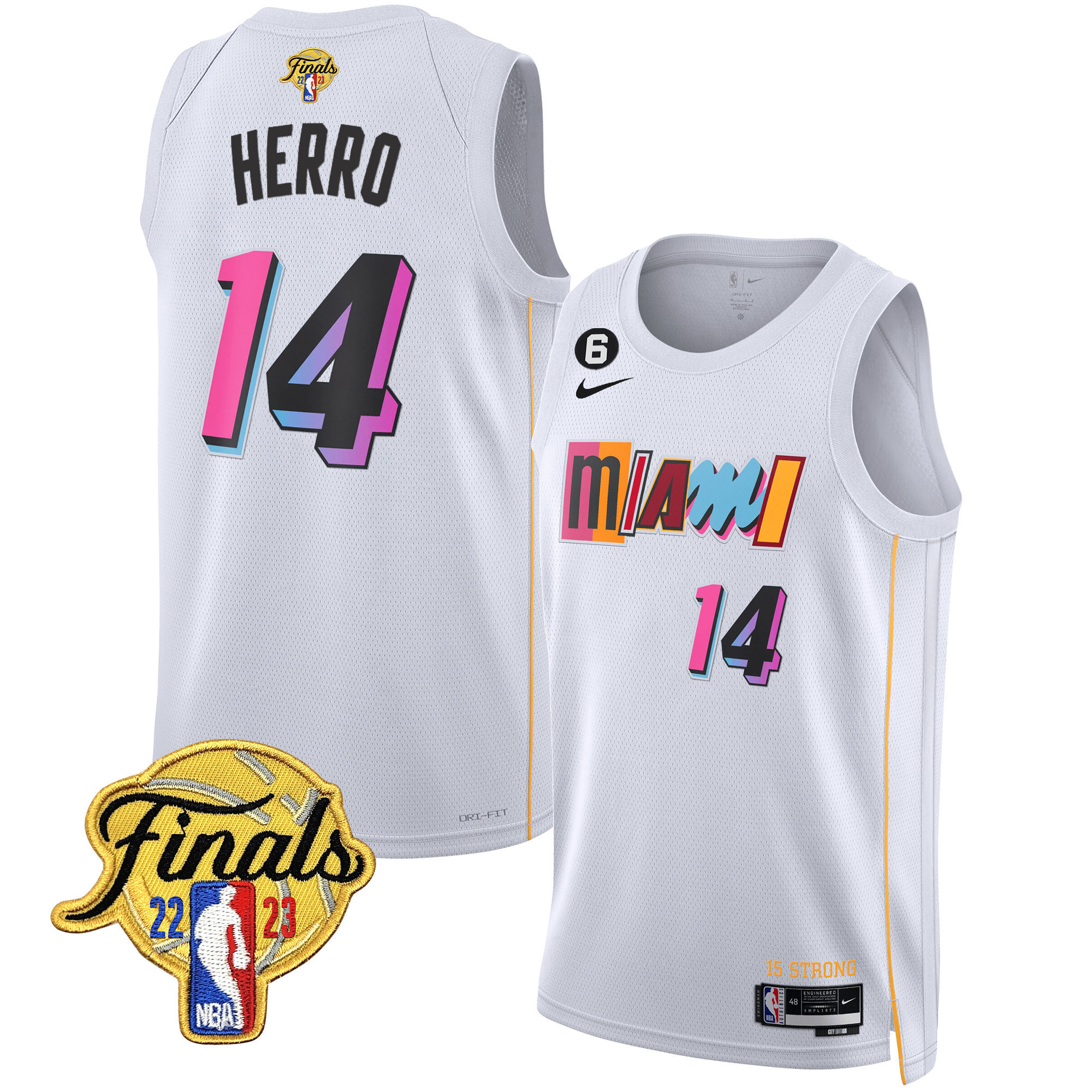 Tyler Herro Men's Miami Heat 2023 Finals Patch Collection City White Jersey V2 - All Stitched