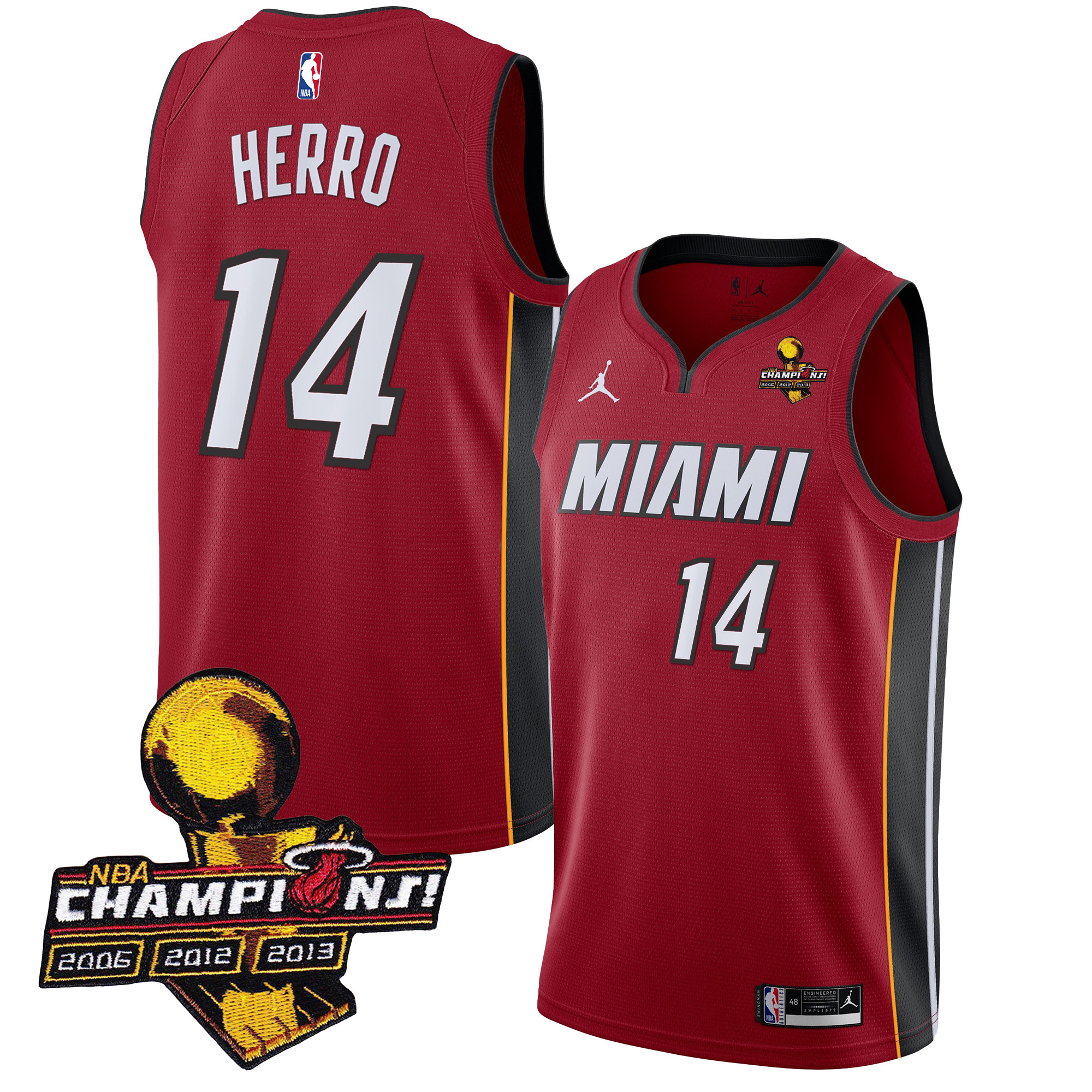 Tyler Herro Men's Miami Heat 3-Time Champions Patch Collection Statement Jersey - All Stitched