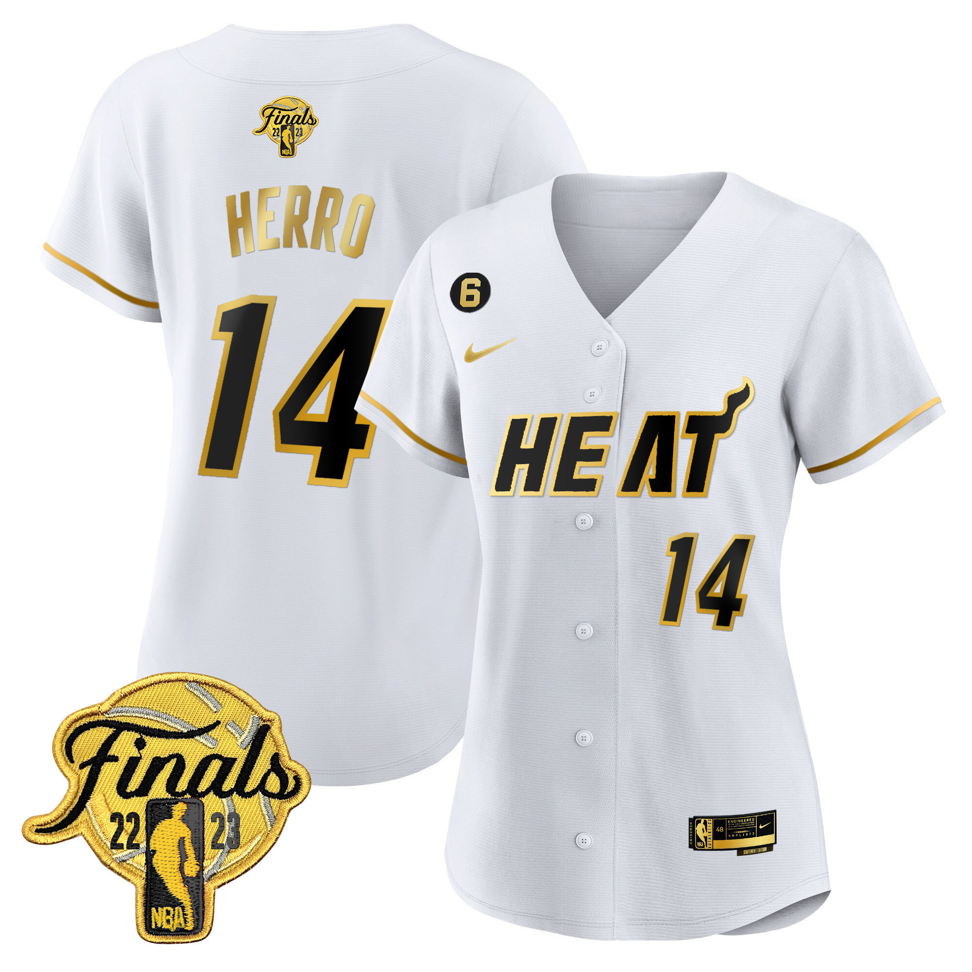 Tyler Herro Women's Miami Heat 2023 Finals Baseball Cool Base Black Gold Jersey - All Stitched