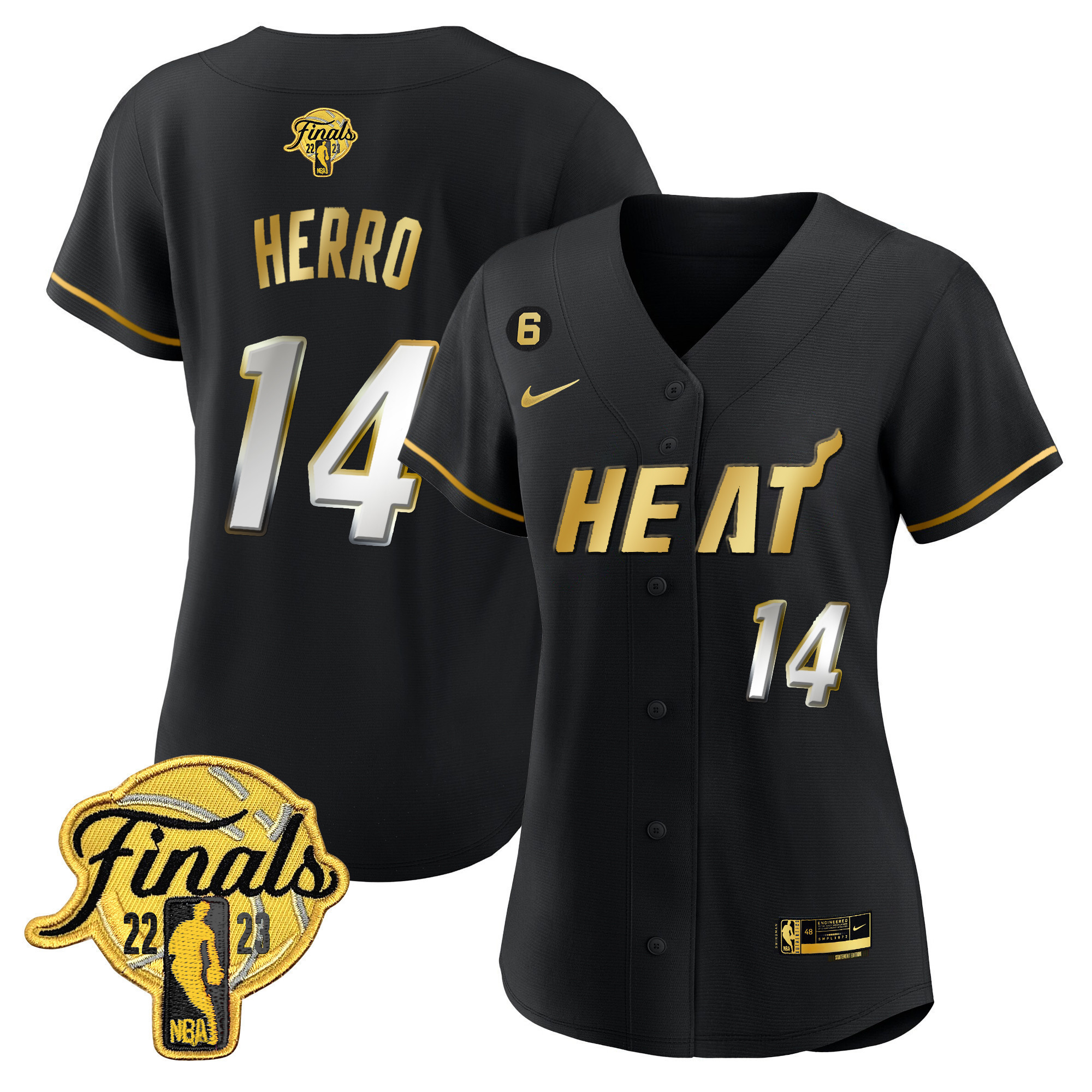 Tyler Herro Women's Miami Heat 2023 Finals Baseball Cool Base Black Limited Jersey - All Stitched