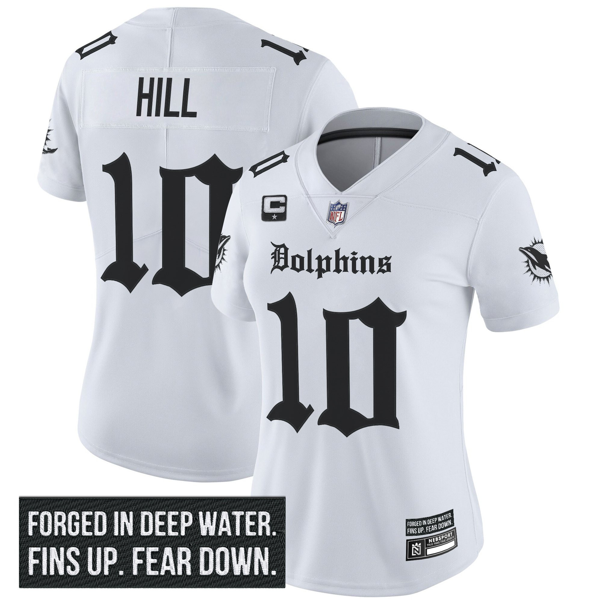 Tyreek Hill Women's Miami Dolphins Gothic Deep Water Edition Vapor Limited White Jersey - All Stitched