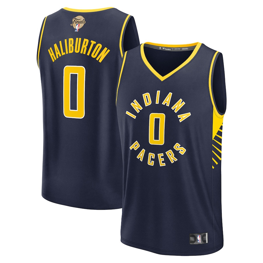Tyrese Haliburton Men's Indiana Pacers 2025 NBA Finals Fast Break Navy Men Jersey