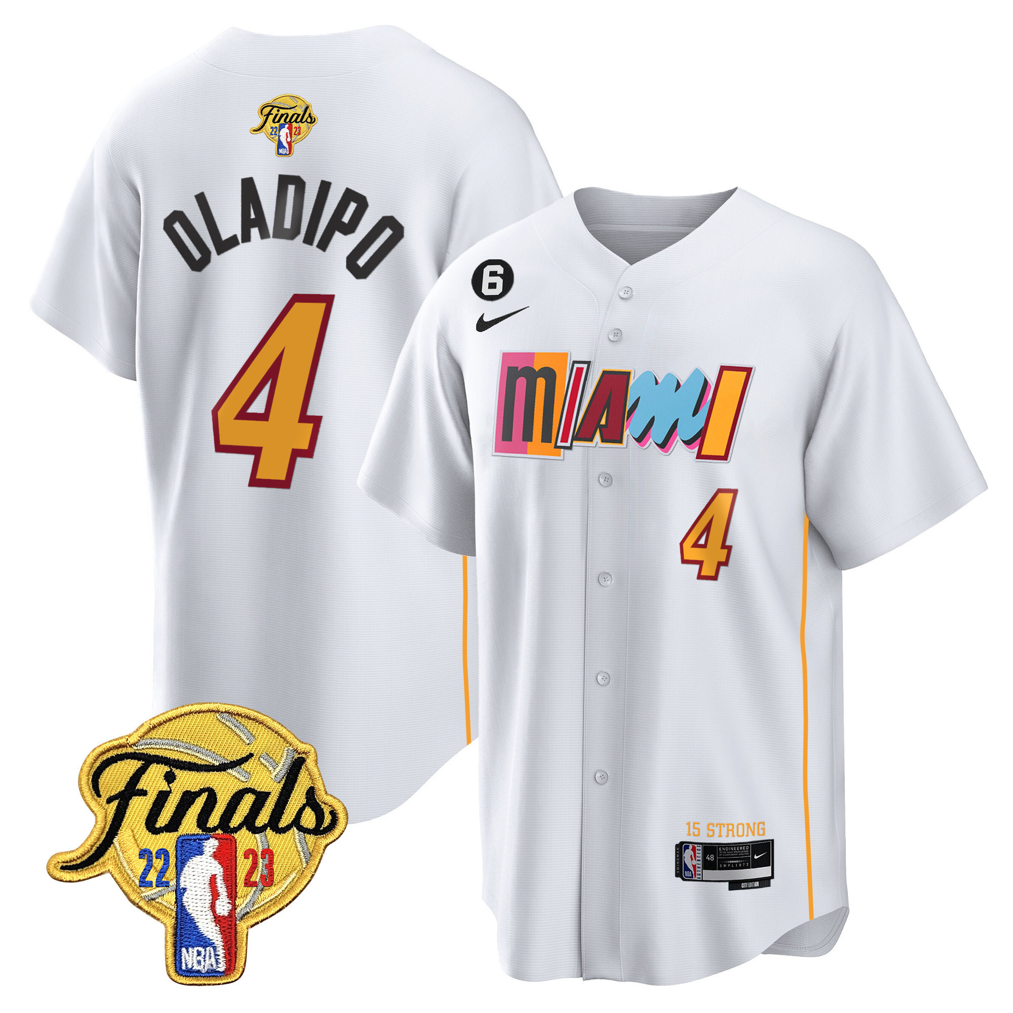 Victor Oladipo Men's Miami Heat 2023 Finals Patch Baseball City White Jersey V2 - All Stitched