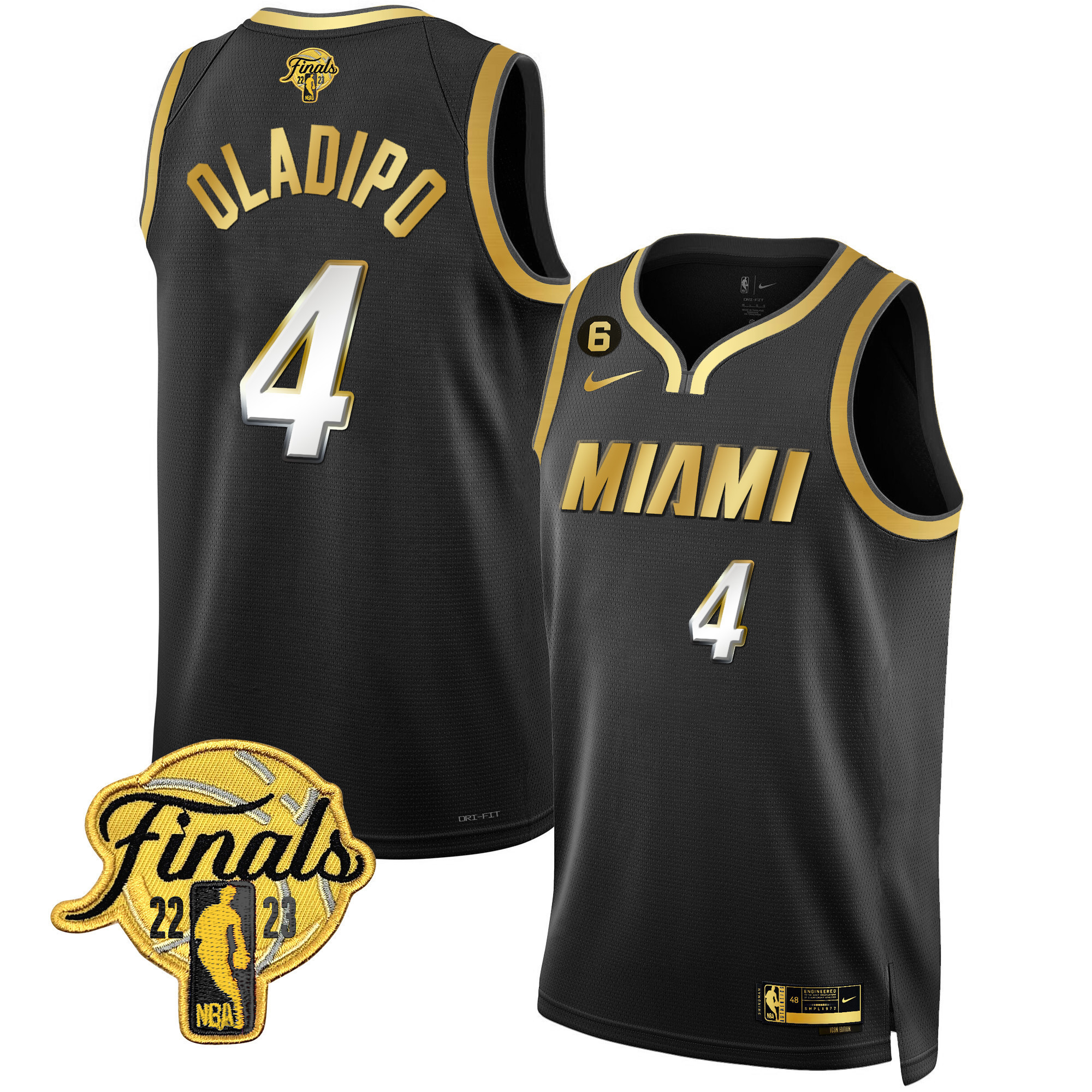 Victor Oladipo Men's Miami Heat 2023 Finals Patch Collection Black Limited Jersey V4 - All Stitched