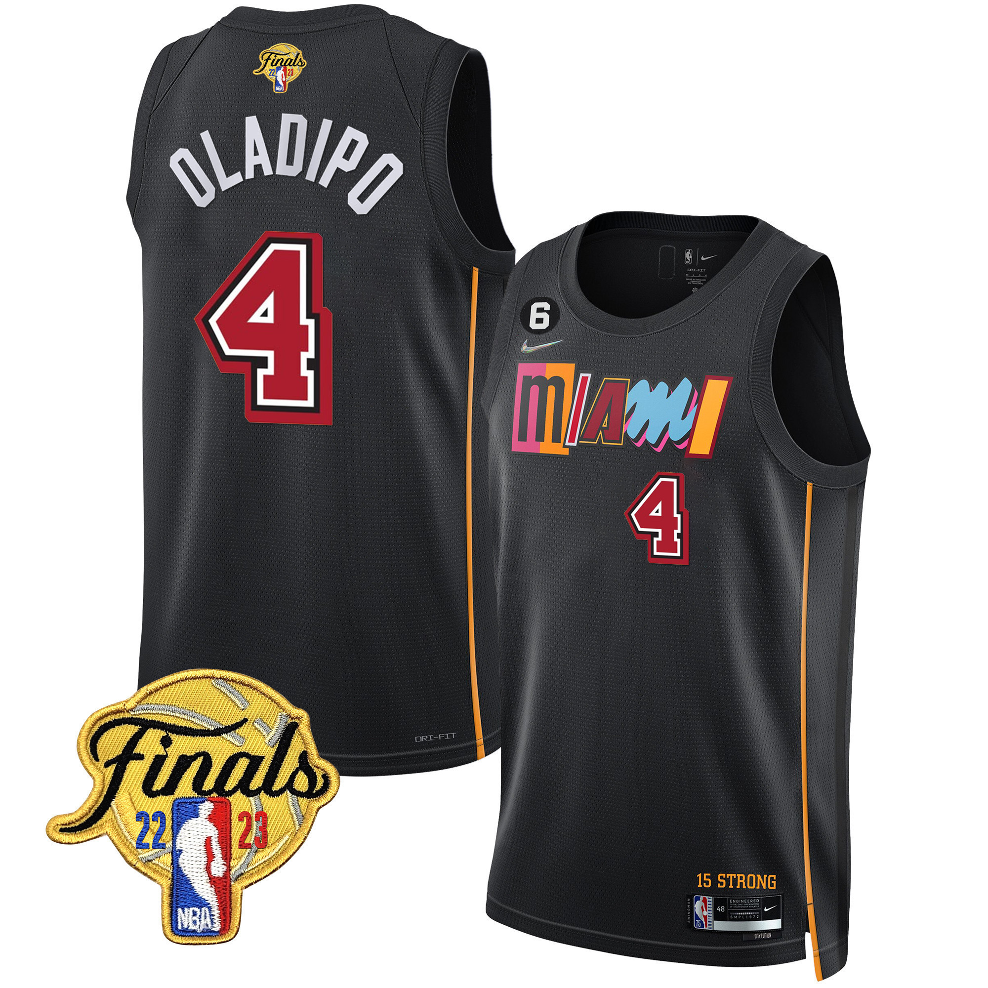 Victor Oladipo Men's Miami Heat 2023 Finals Patch Collection City Black Jersey V2 - All Stitched