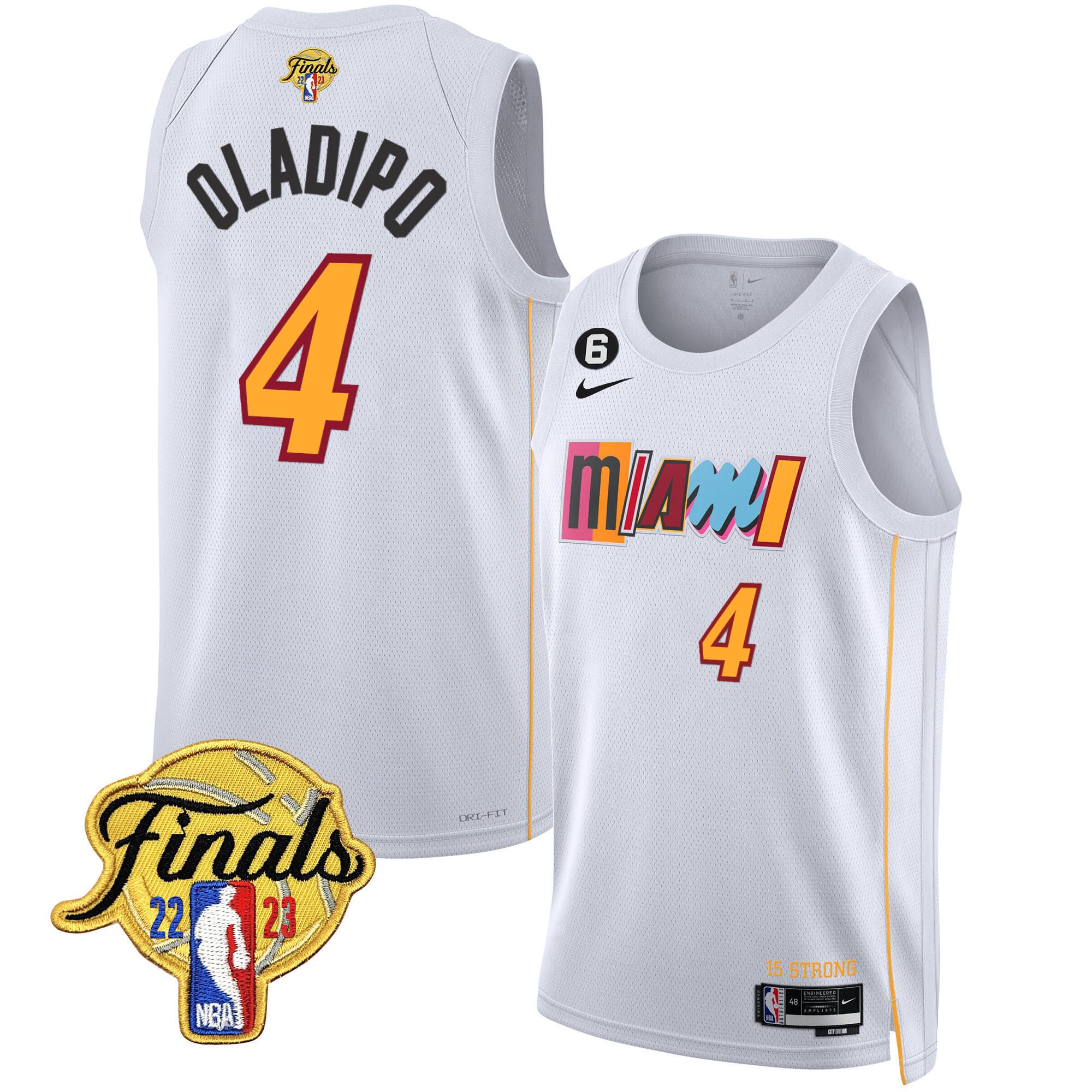 Victor Oladipo Men's Miami Heat 2023 Finals Patch Collection City White Jersey V2 - All Stitched