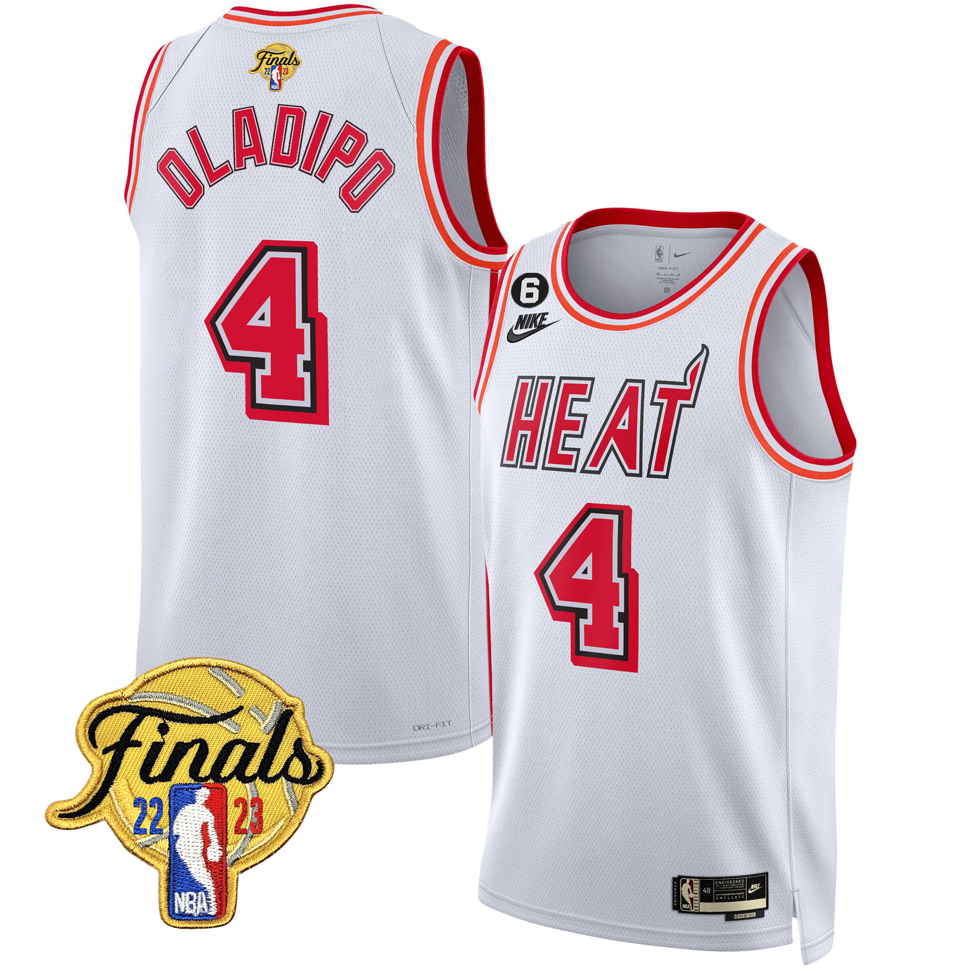 Victor Oladipo Men's Miami Heat 2023 Finals Patch Collection Classic White Jersey V4 - All Stitched