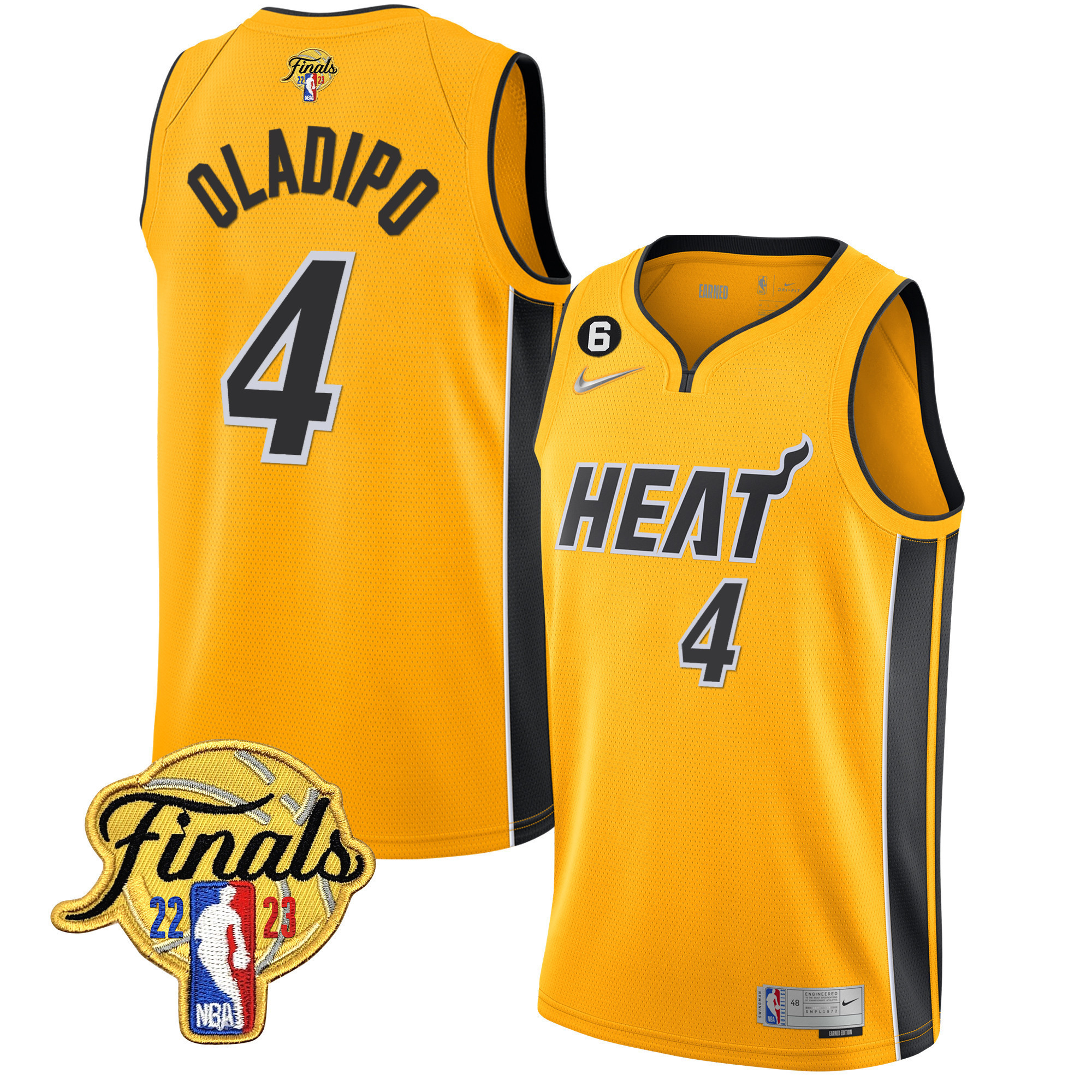 Victor Oladipo Men's Miami Heat 2023 Finals Patch Collection Gold Jersey V5 - All Stitched