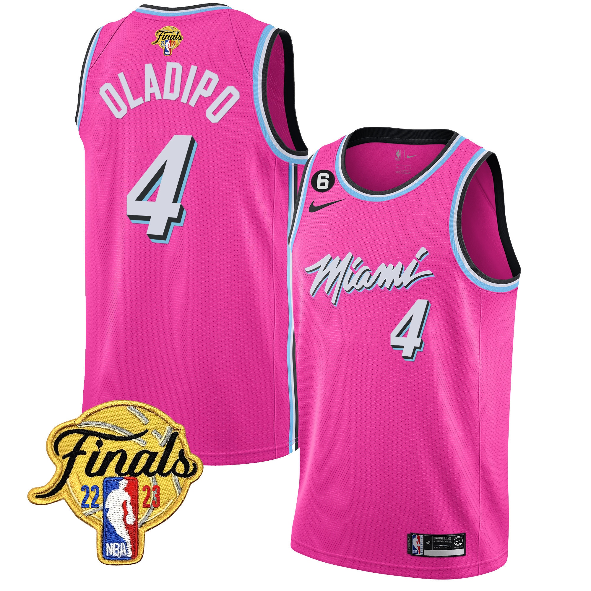 Victor Oladipo Men's Miami Heat 2023 Finals Patch Collection Pink Jersey V5 - All Stitched