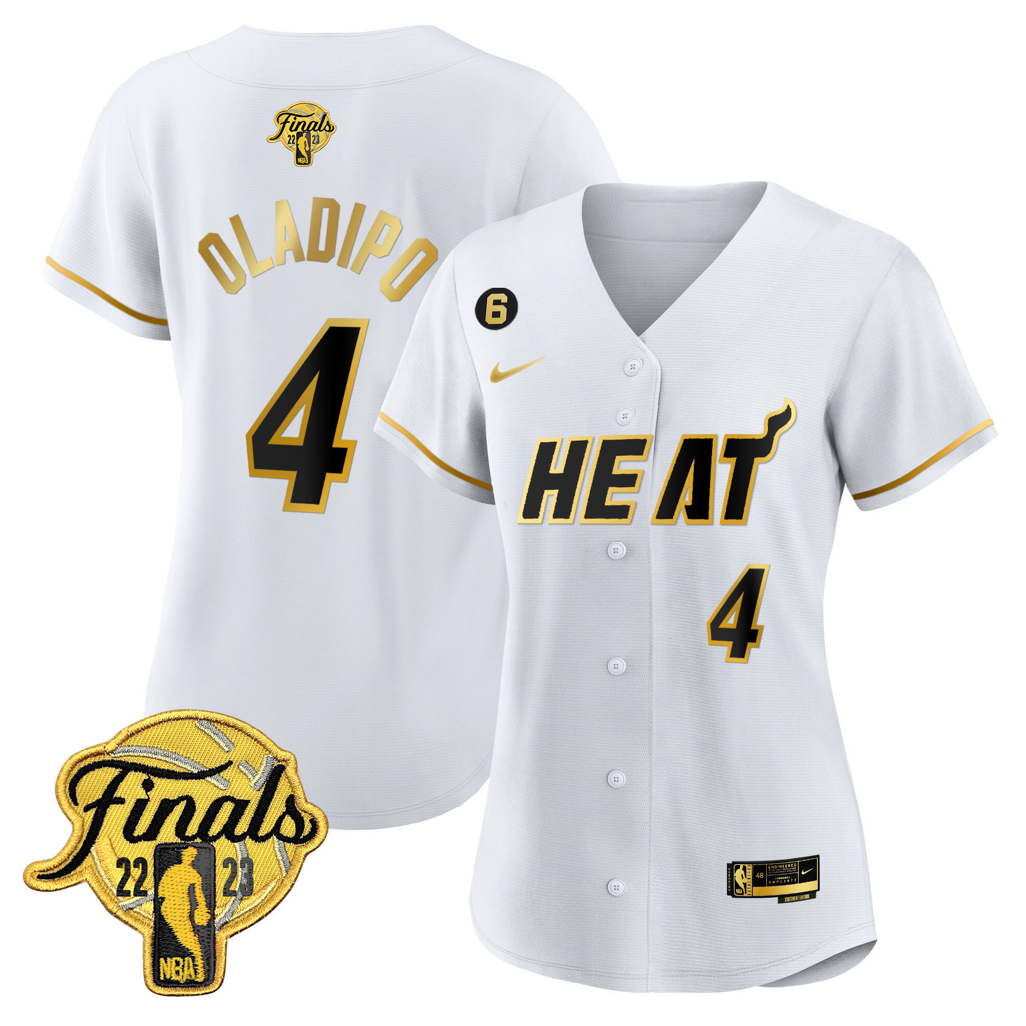 Victor Oladipo Women's Miami Heat 2023 Finals Baseball Cool Base Black Gold Jersey - All Stitched