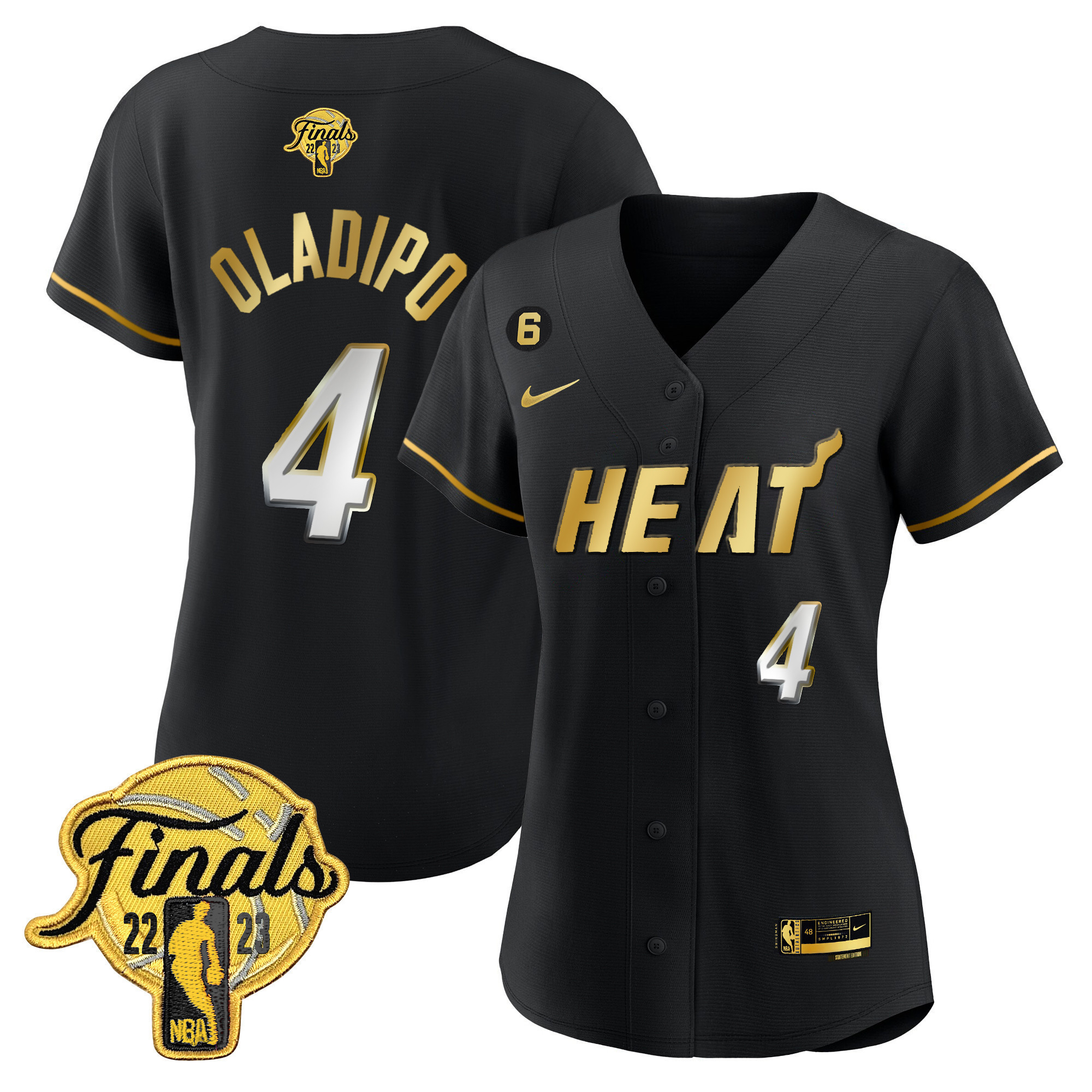 Victor Oladipo Women's Miami Heat 2023 Finals Baseball Cool Base Black Limited Jersey - All Stitched