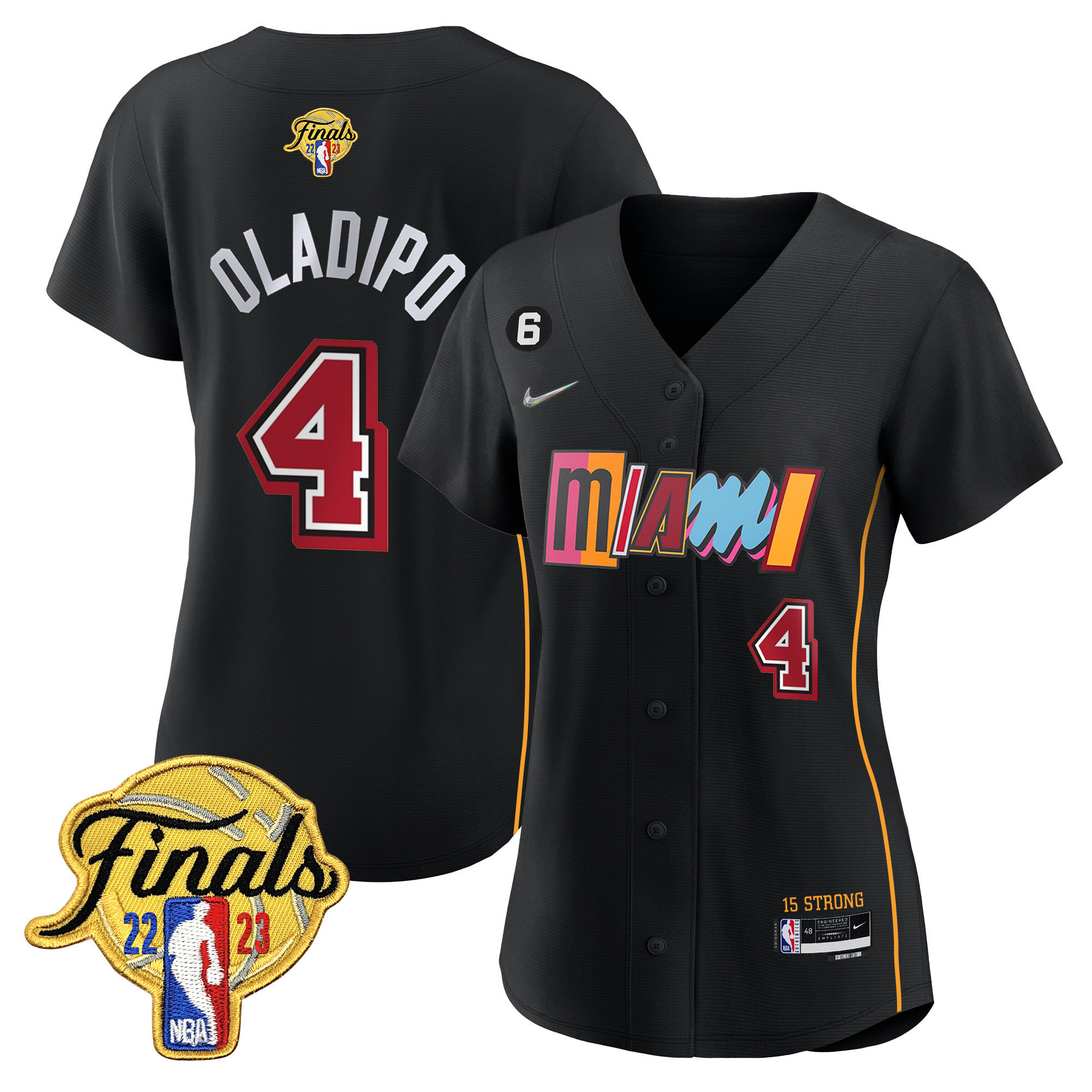 Victor Oladipo Women's Miami Heat 2023 Finals Patch Baseball City Black Jersey V2 - All Stitched