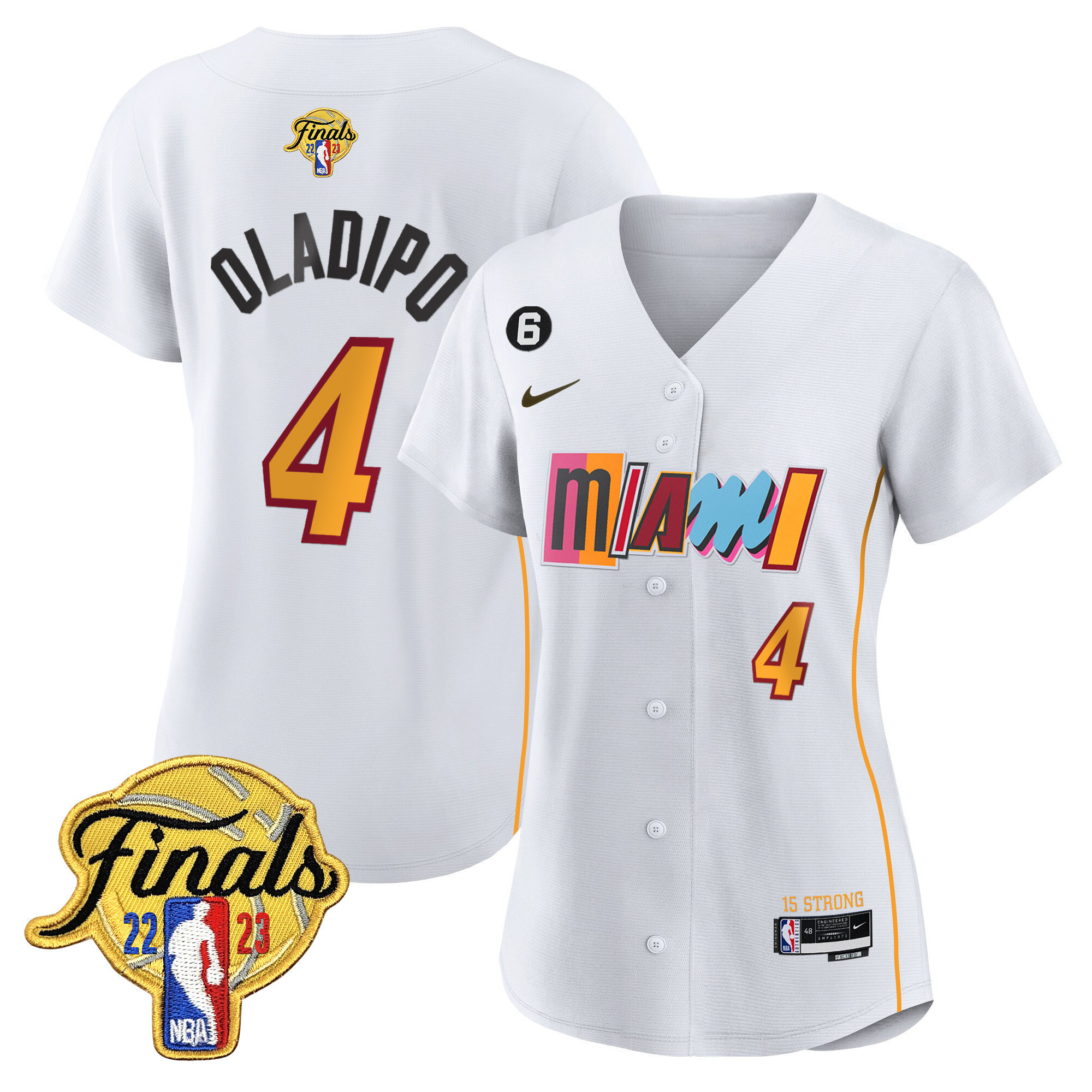Victor Oladipo Women's Miami Heat 2023 Finals Patch Baseball City White Jersey V2 - All Stitched