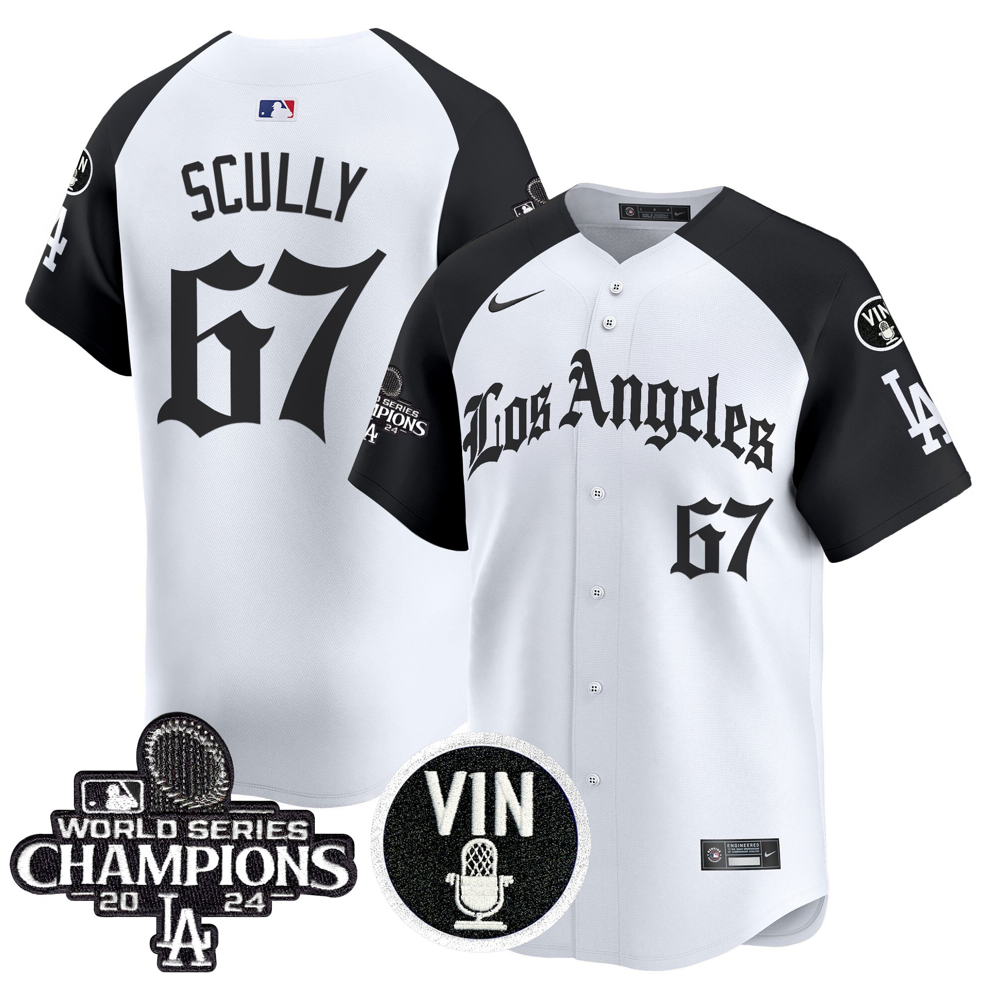 Vin Scully Men's Los Angeles Dodgers 2025 LA Gothic Style Vapor Premier Limited Alternate Jersey - All Stitched
