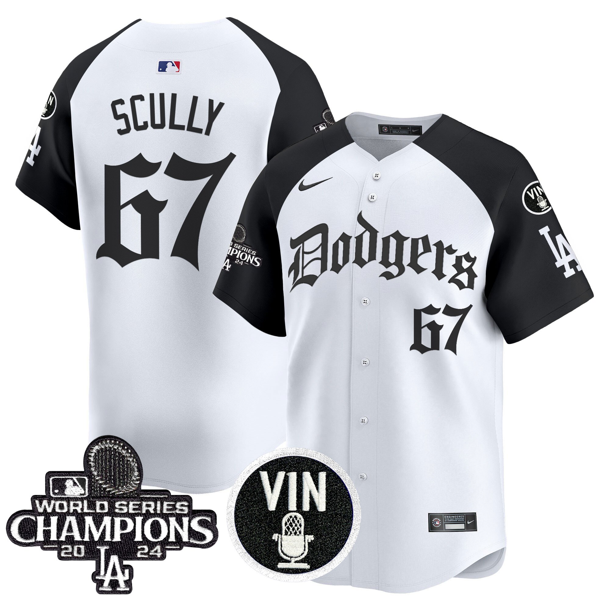 Vin Scully Men's Los Angeles Dodgers 2025 LA Gothic Style Vapor Premier Limited Alternate Jersey V2 - All Stitched