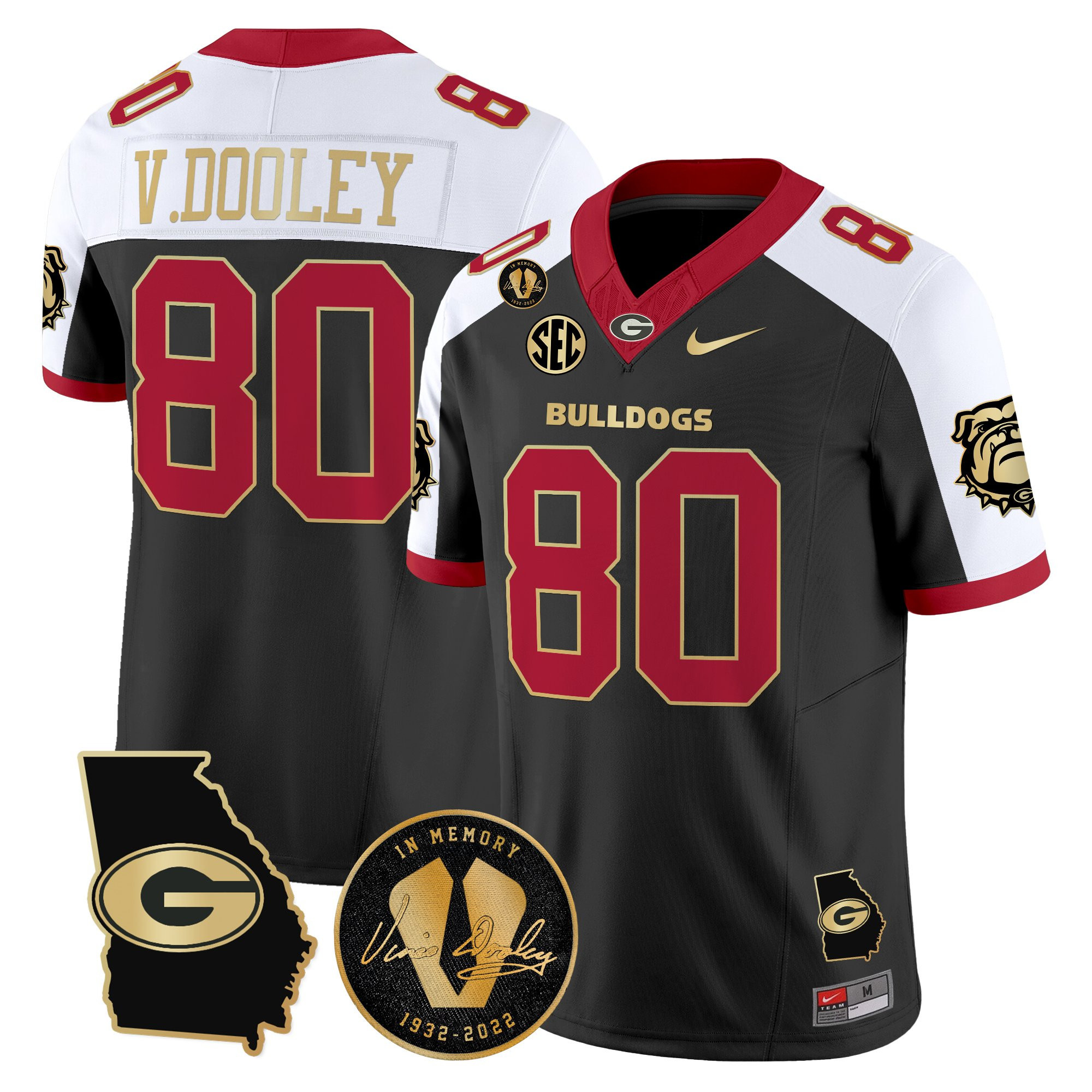 Vince Dooley Men's Georgia Bulldogs 2025 Georgia Map & Vince Dooley Patch Vapor Limited Alternate Jersey - All Stitched
