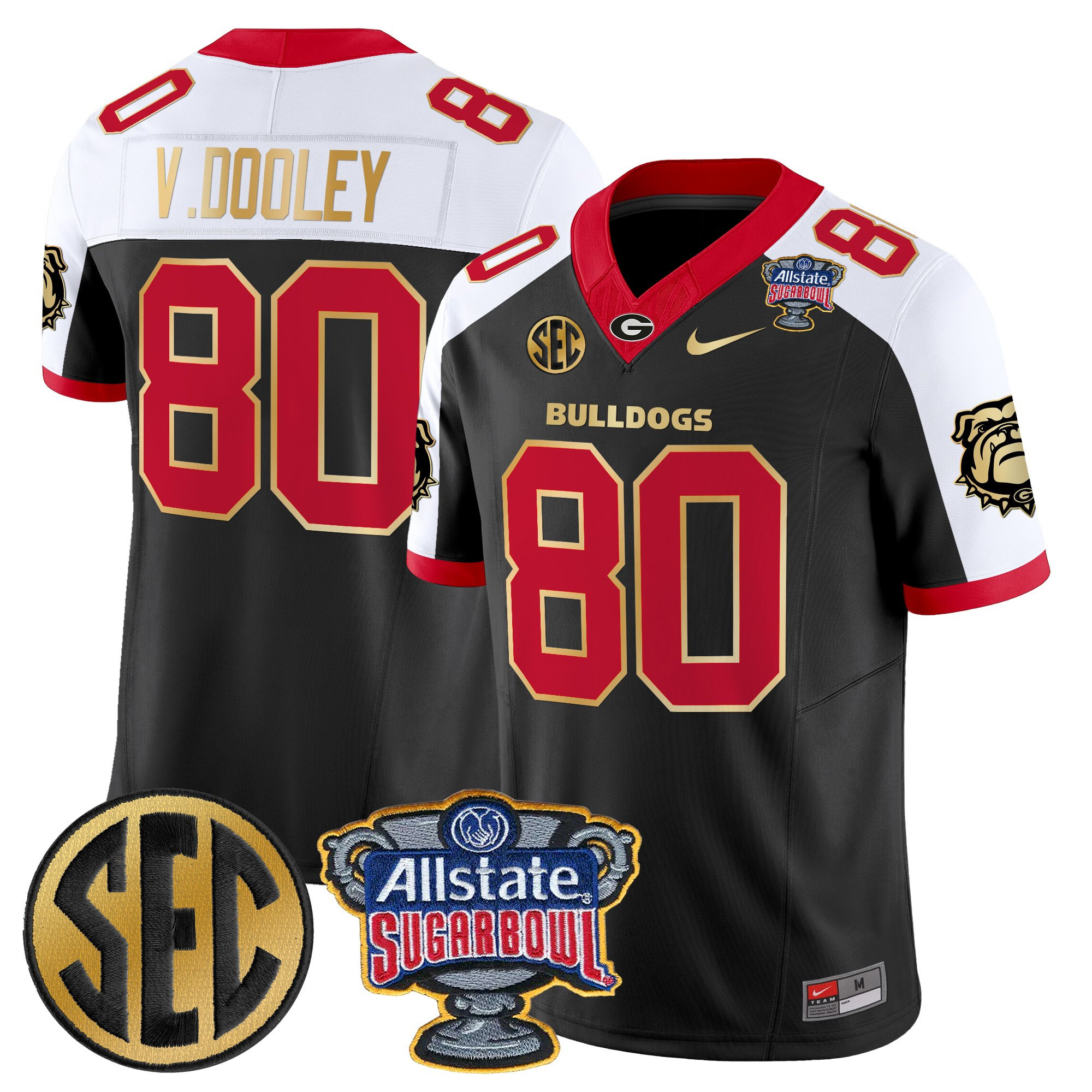 Vince Dooley Men's Georgia Bulldogs Sugar Bowl Patch Vapor Limited Alternate Jersey - All Stitched