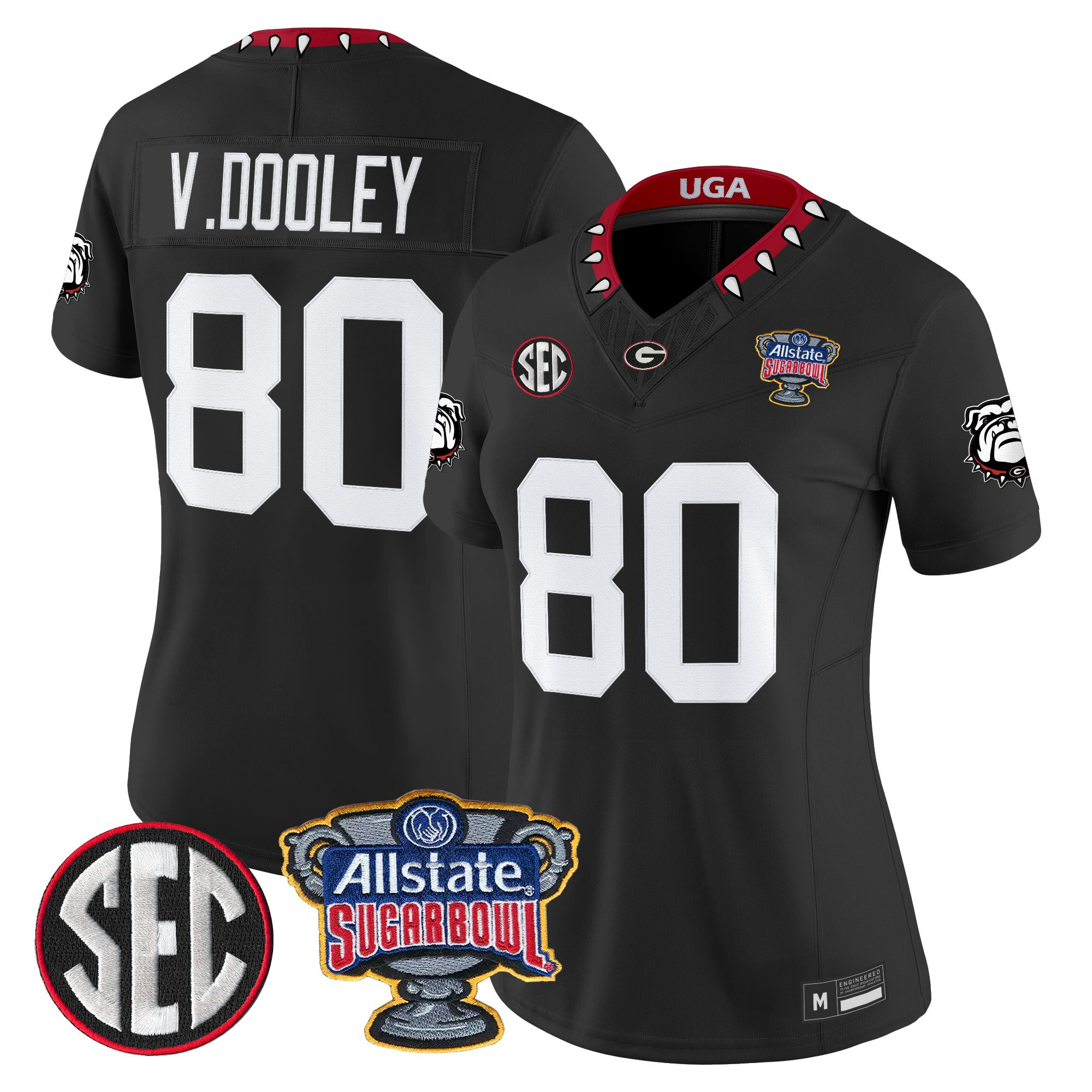 Vince Dooley Women's Georgia Bulldogs Sugar Bowl Patch Vapor Limited Black Jersey - All Stitched