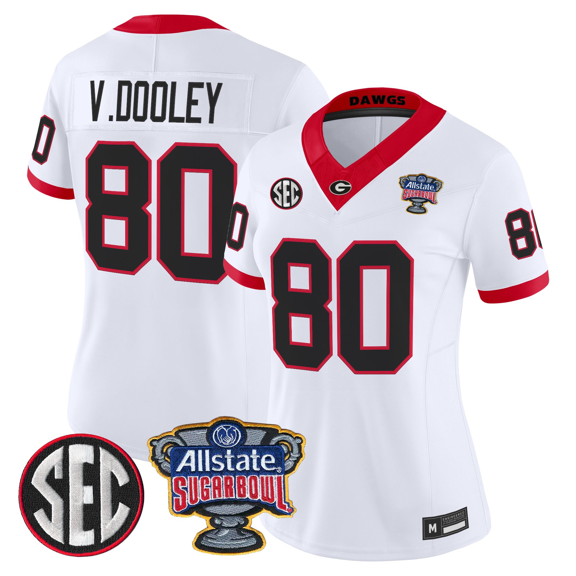 Vince Dooley Women's Georgia Bulldogs Sugar Bowl Patch Vapor Limited White Jersey - All Stitched