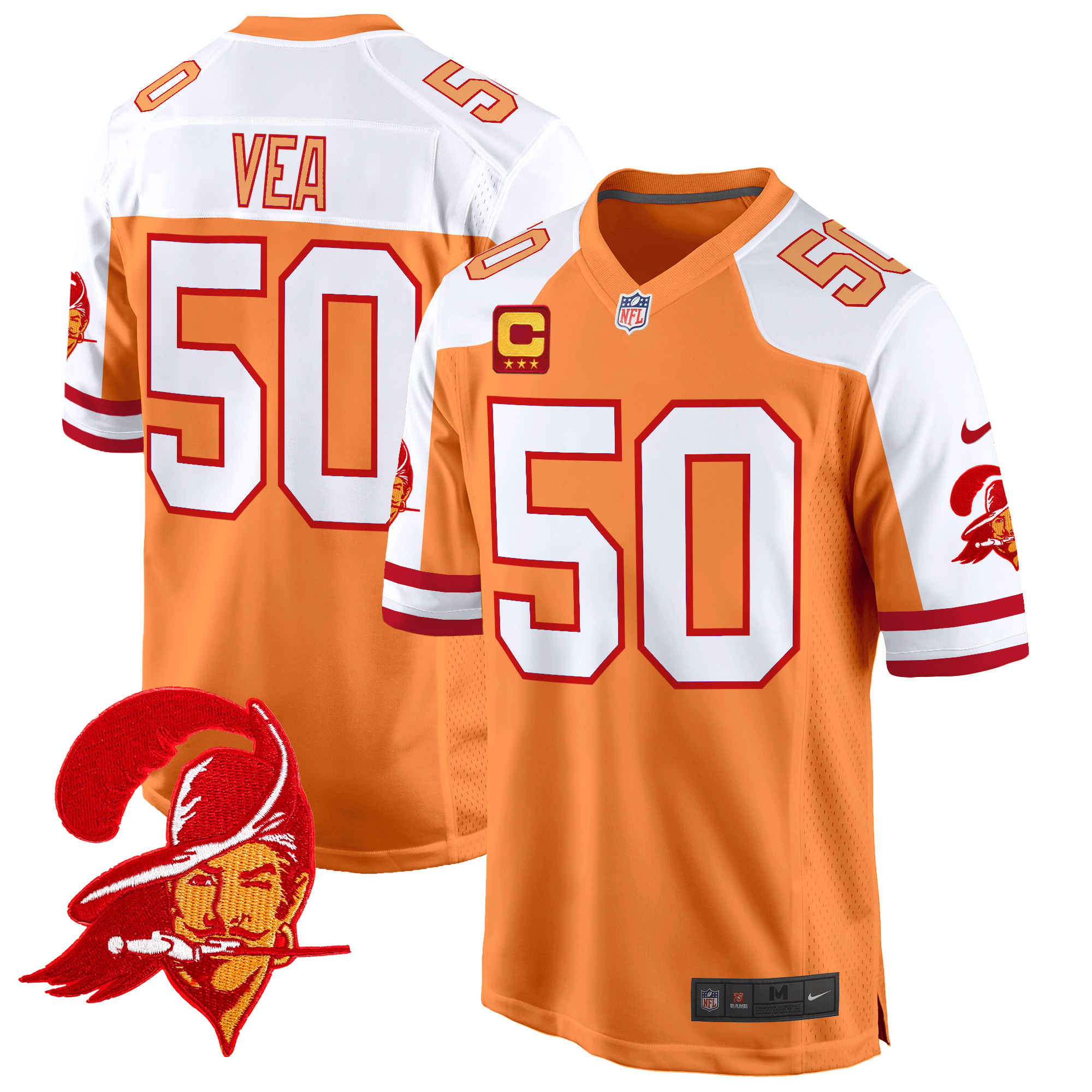 Vita Vea Men's Tampa Bay Buccaneers Throwback Game Creamsicle Alternate Jersey - All Stitched