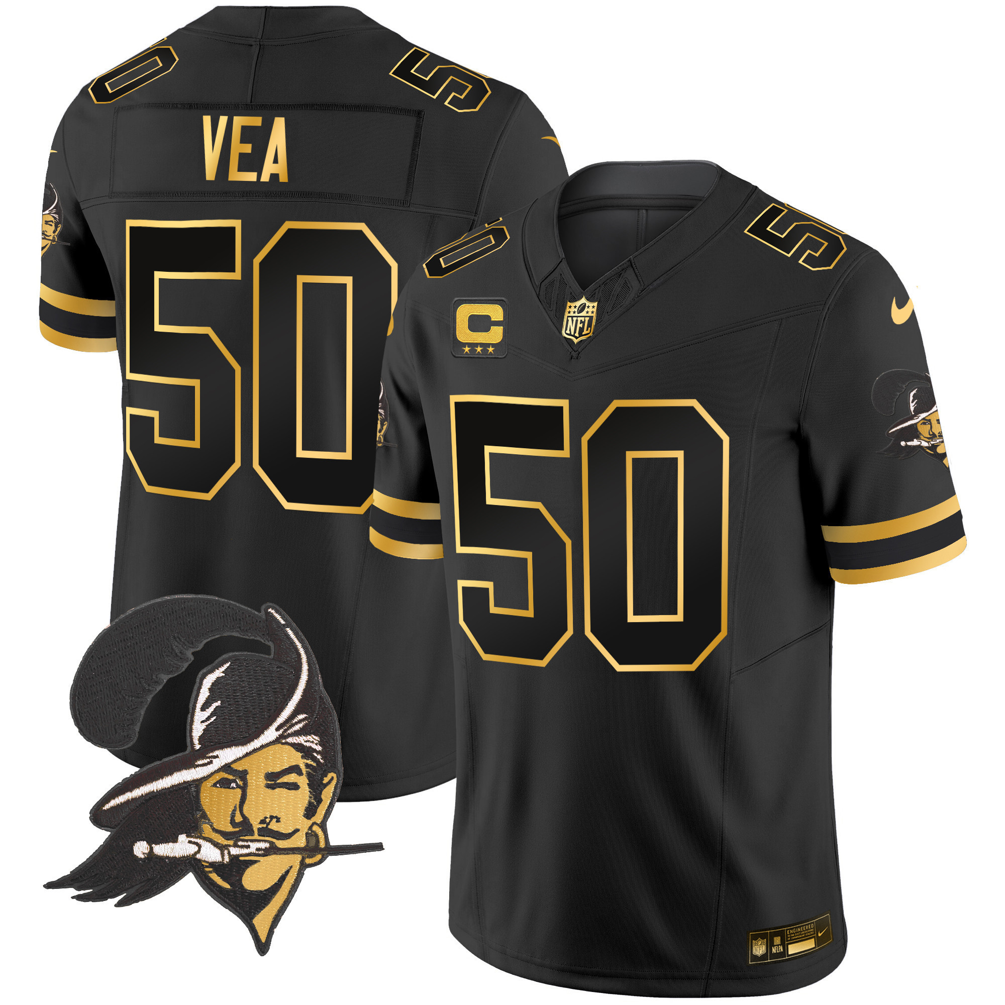 Vita Vea Men's Tampa Bay Buccaneers Throwback Gold Vapor Limited Black Gold Jersey - All Stitched