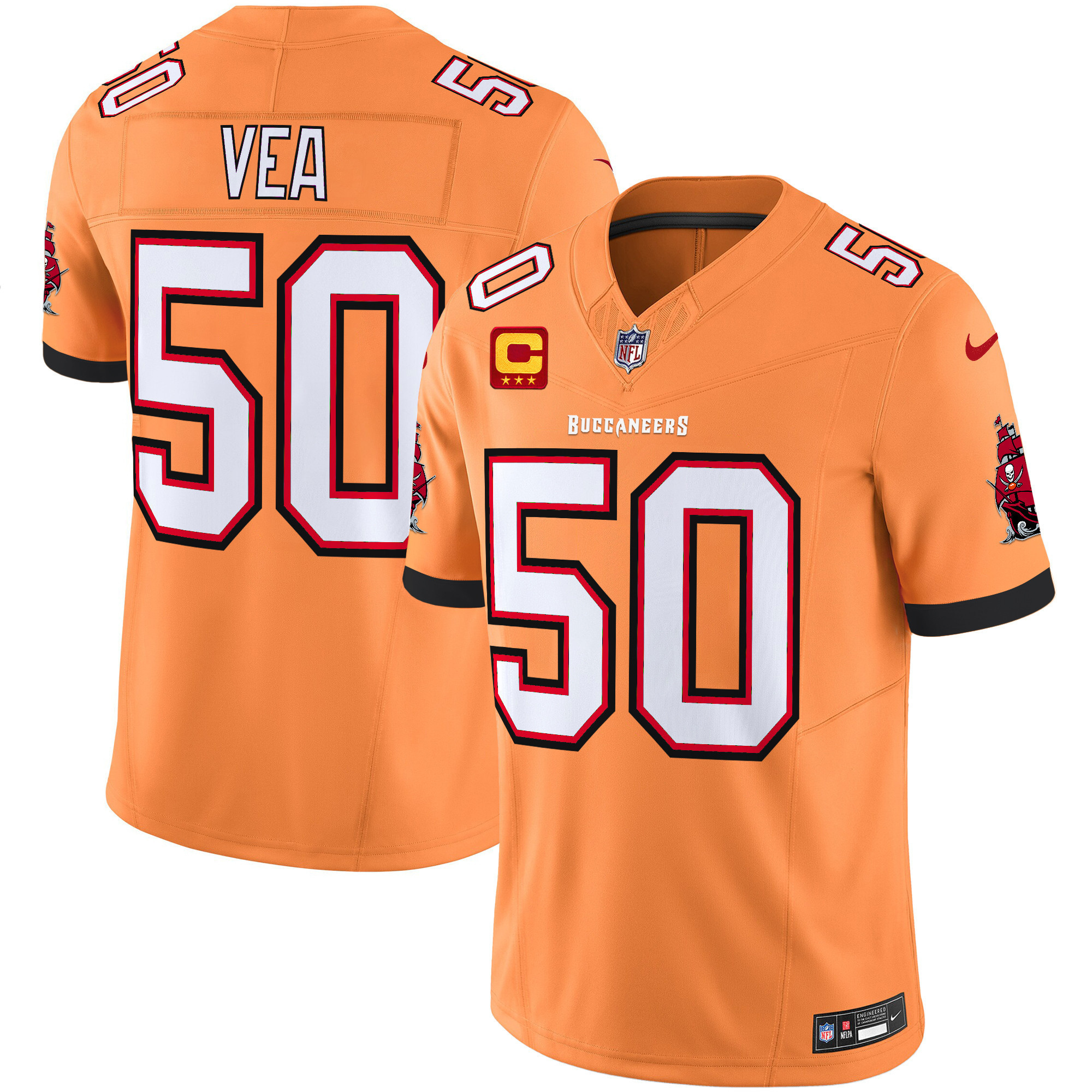 Vita Vea Men's Tampa Bay Buccaneers Throwback Vapor Limited Creamsicle Jersey V3 - All Stitched