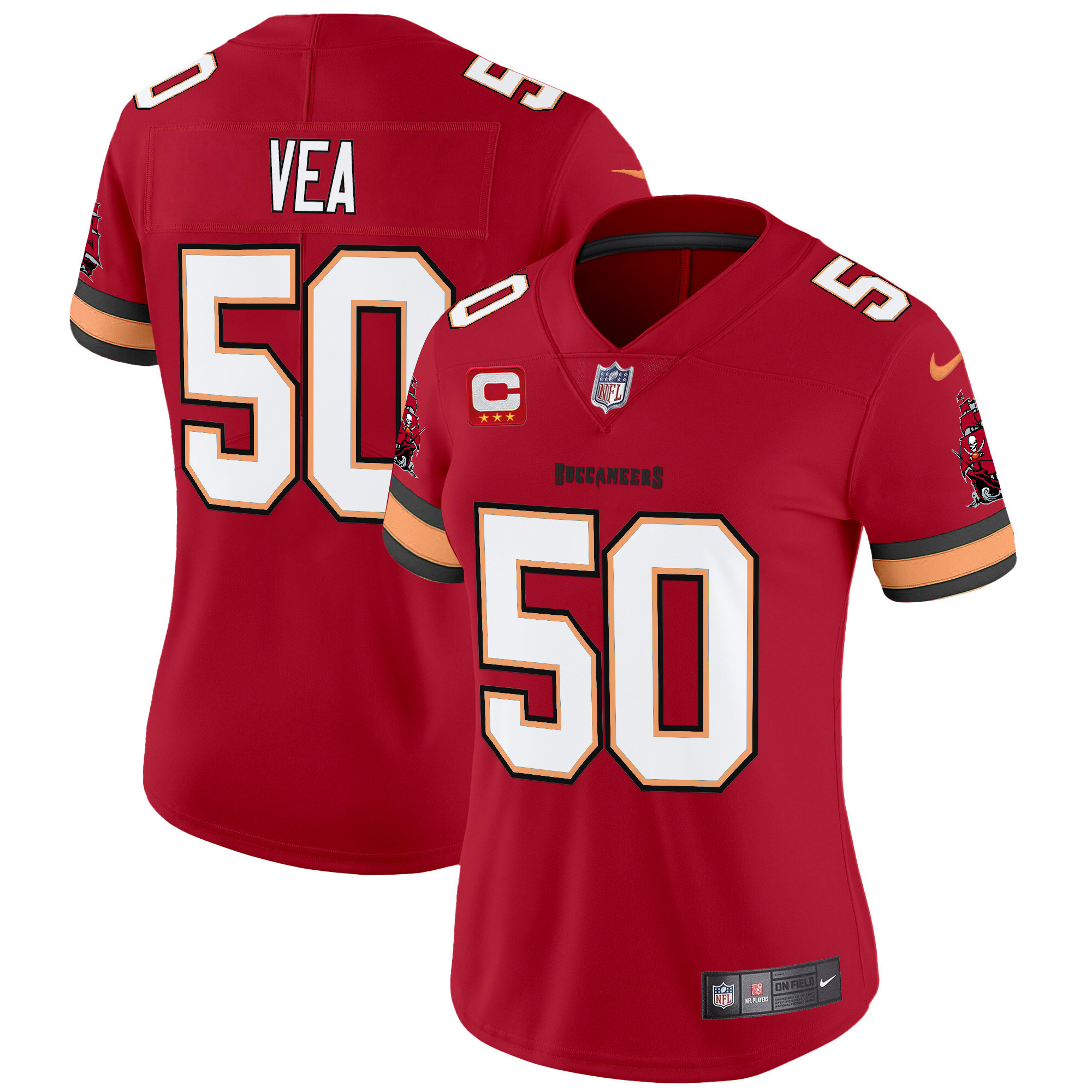 Vita Vea Women's Tampa Bay Buccaneers Throwback Vapor Limited Red Jersey V3 - All Stitched