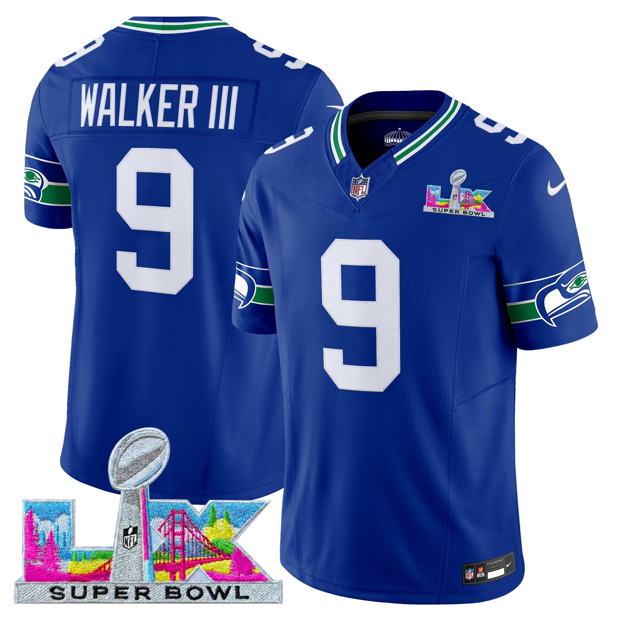 Walker III Men's Seattle Seahawks Super Bowl LX Vapor Limited Royal Jersey - All Stitched