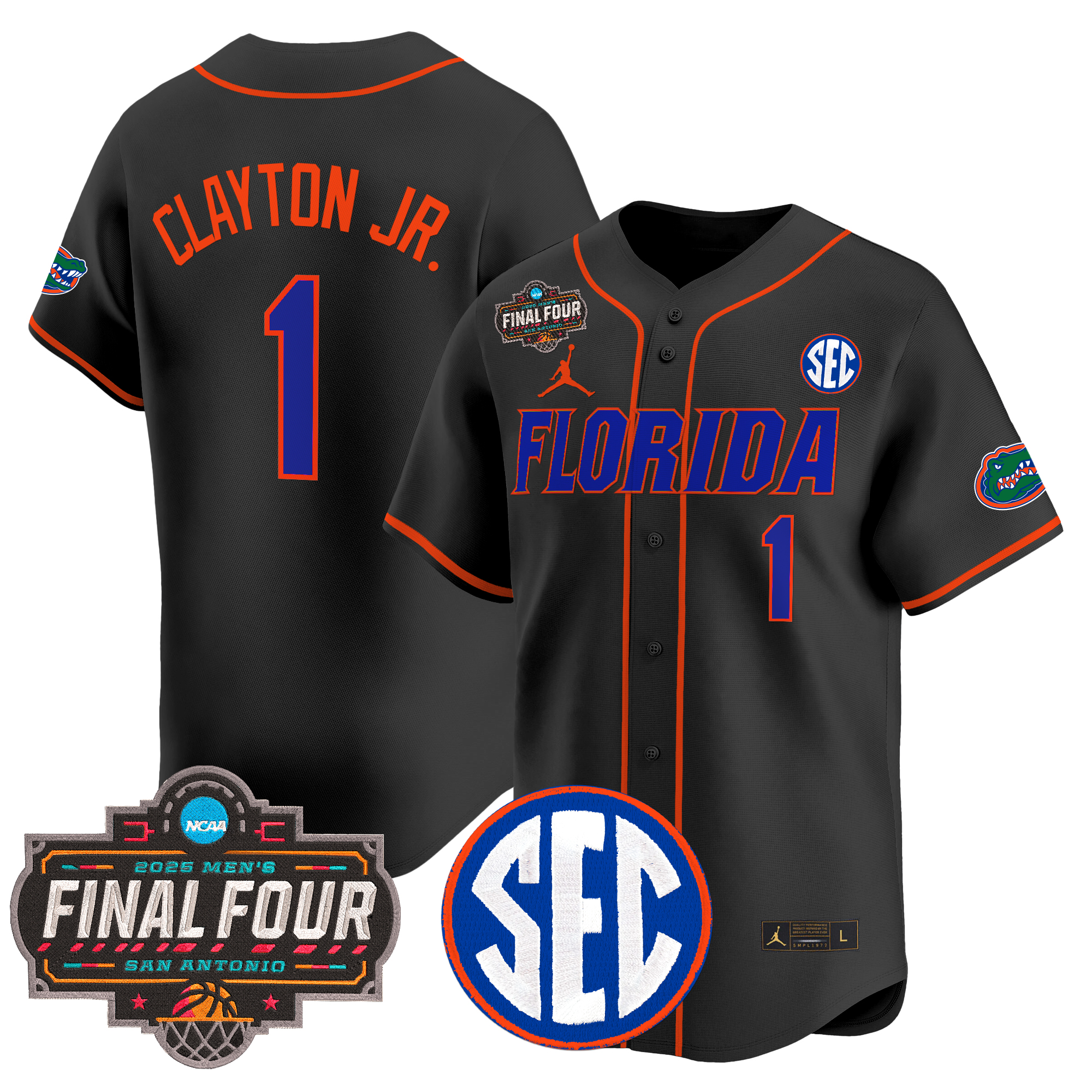 Walter Clayton Jr. Men's Florida Gators 2025 Final Four Patch Vapor Baseball Black Jersey - All Stitched