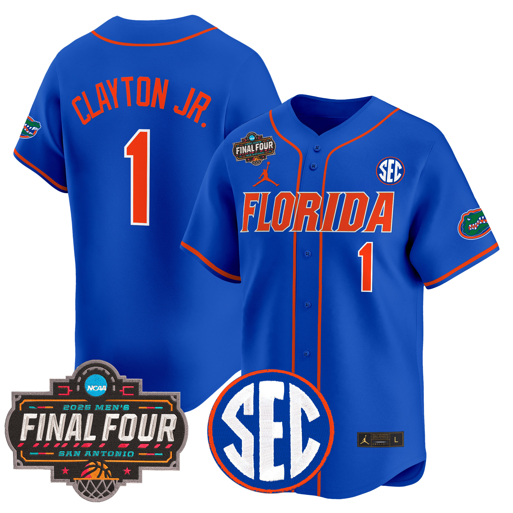 Walter Clayton Jr. Men's Florida Gators 2025 Final Four Patch Vapor Baseball Royal Jersey - All Stitched