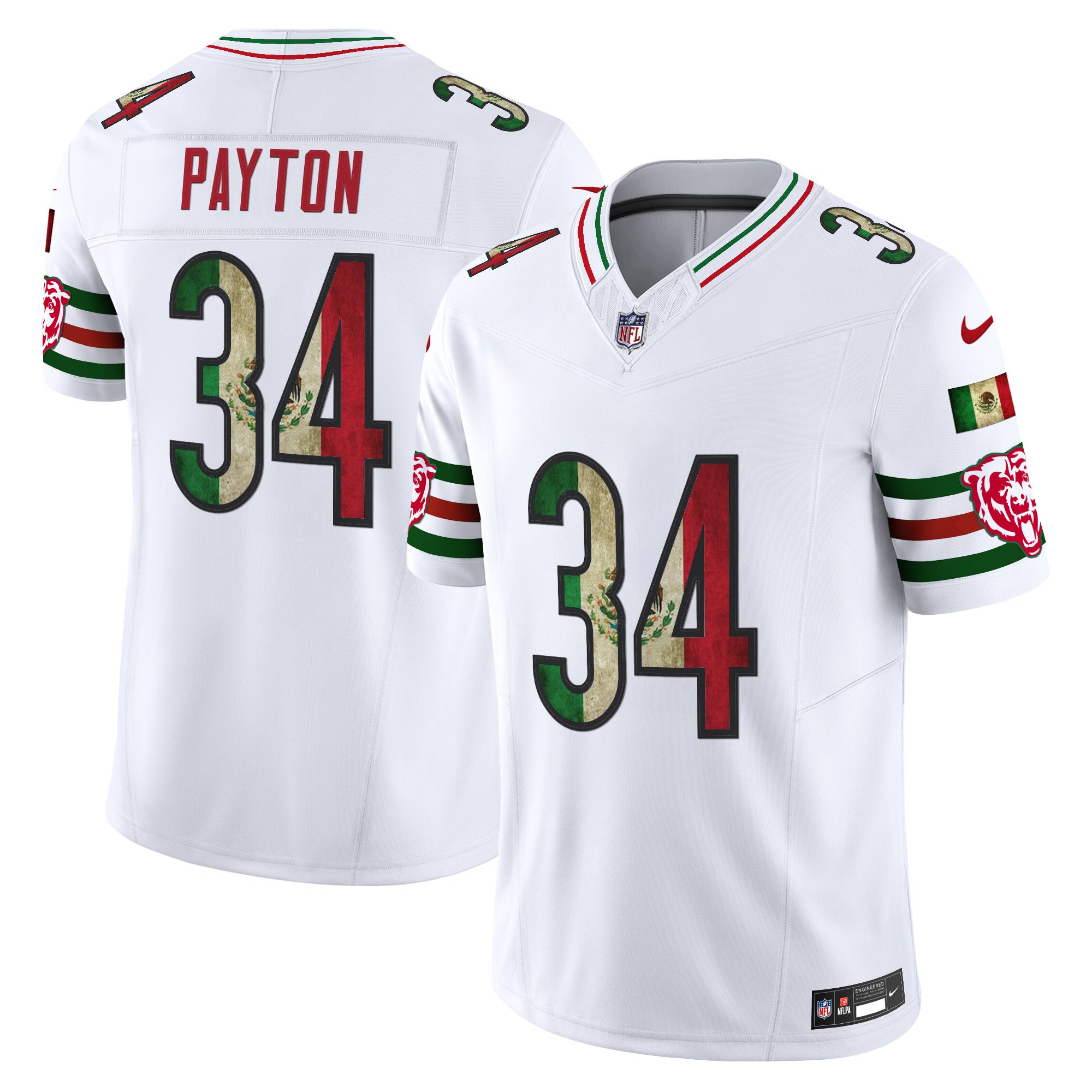 Walter Payton Men's Chicago Bears Mexico Vapor Limited White Jersey - All Stitched