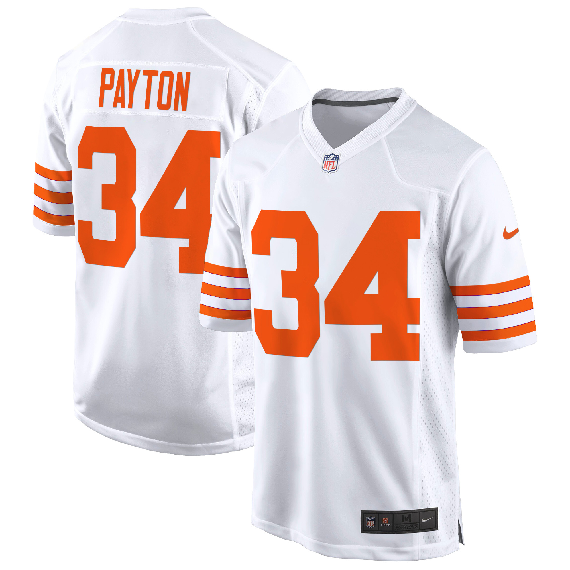 Walter Payton Men's Chicago Bears Throwback Game White Jersey - All Stitched