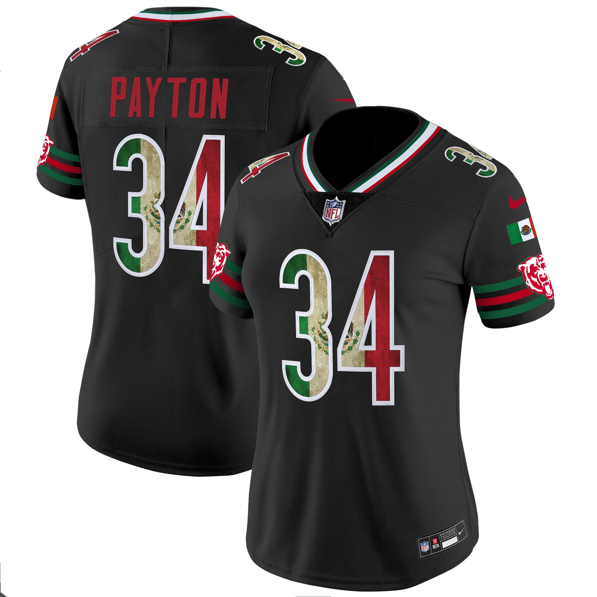 Walter Payton Women's Chicago Bears Mexico Vapor Limited Black Jersey - All Stitched