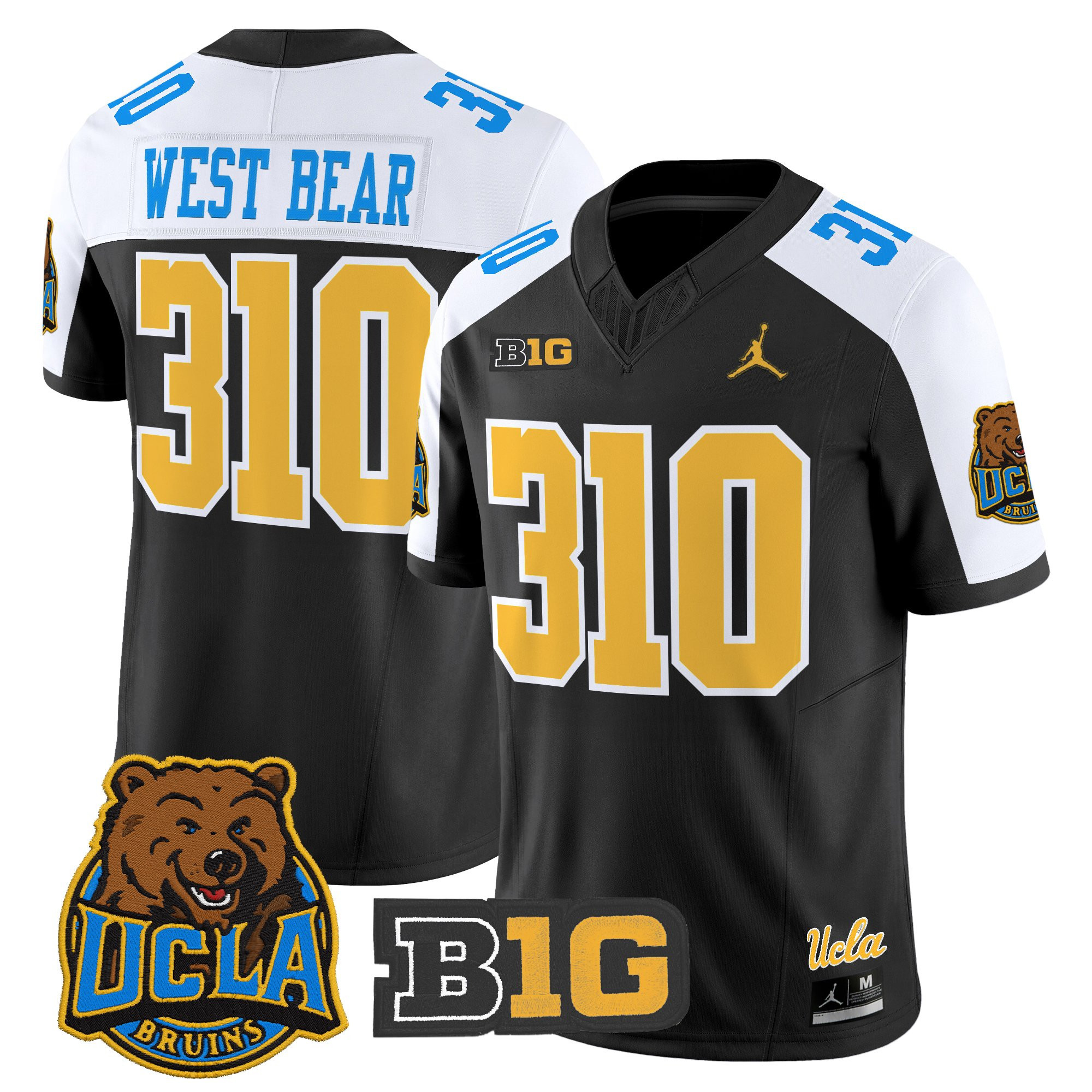 West Bear 310 Men's UCLA Bruins 2025 Vapor Limited Black Alternate Jersey - All Stitched