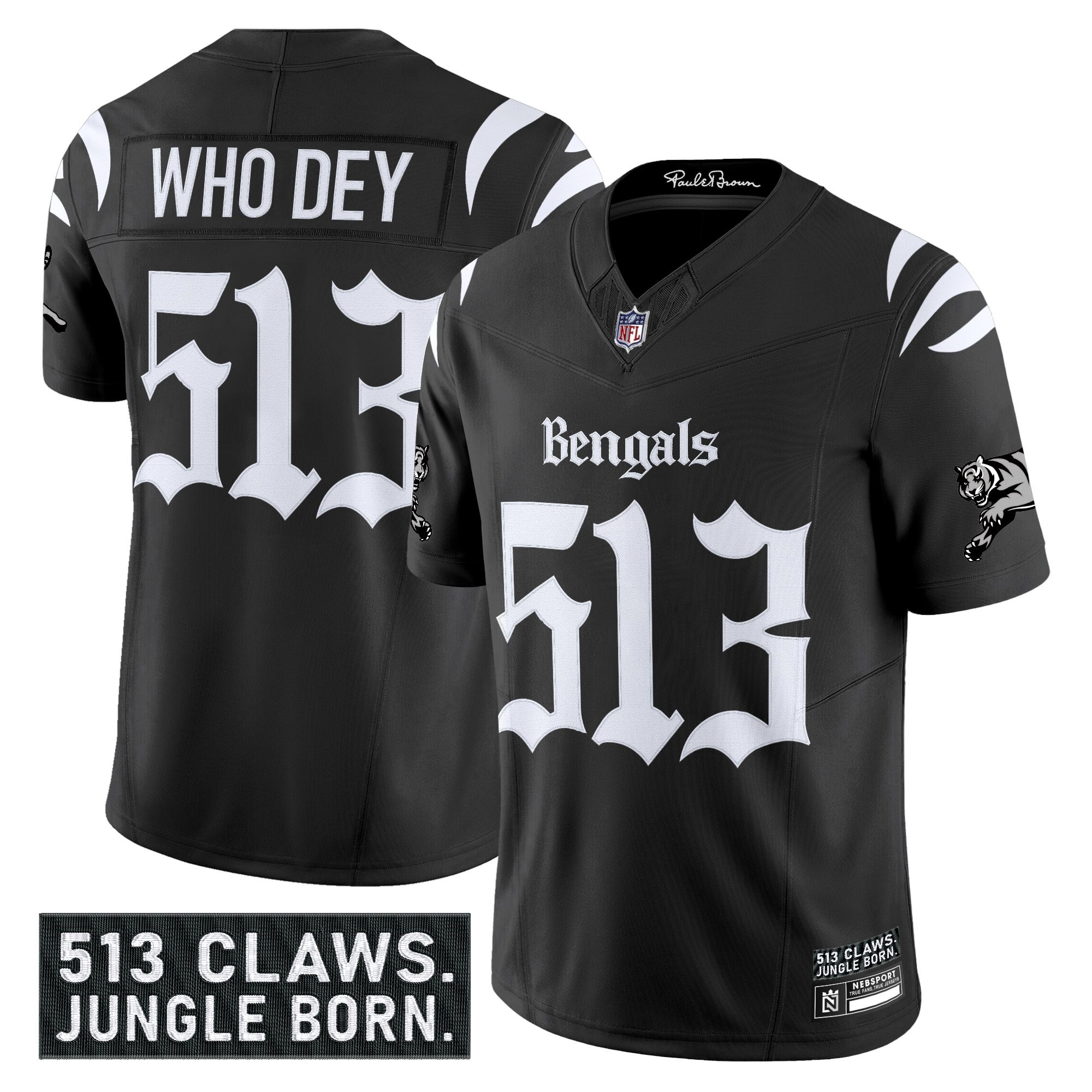 Who Dey 513 Men's Cincinnati Bengals Gothic Jungle Shadows Edition Vapor Limited Black Jersey - All Stitched