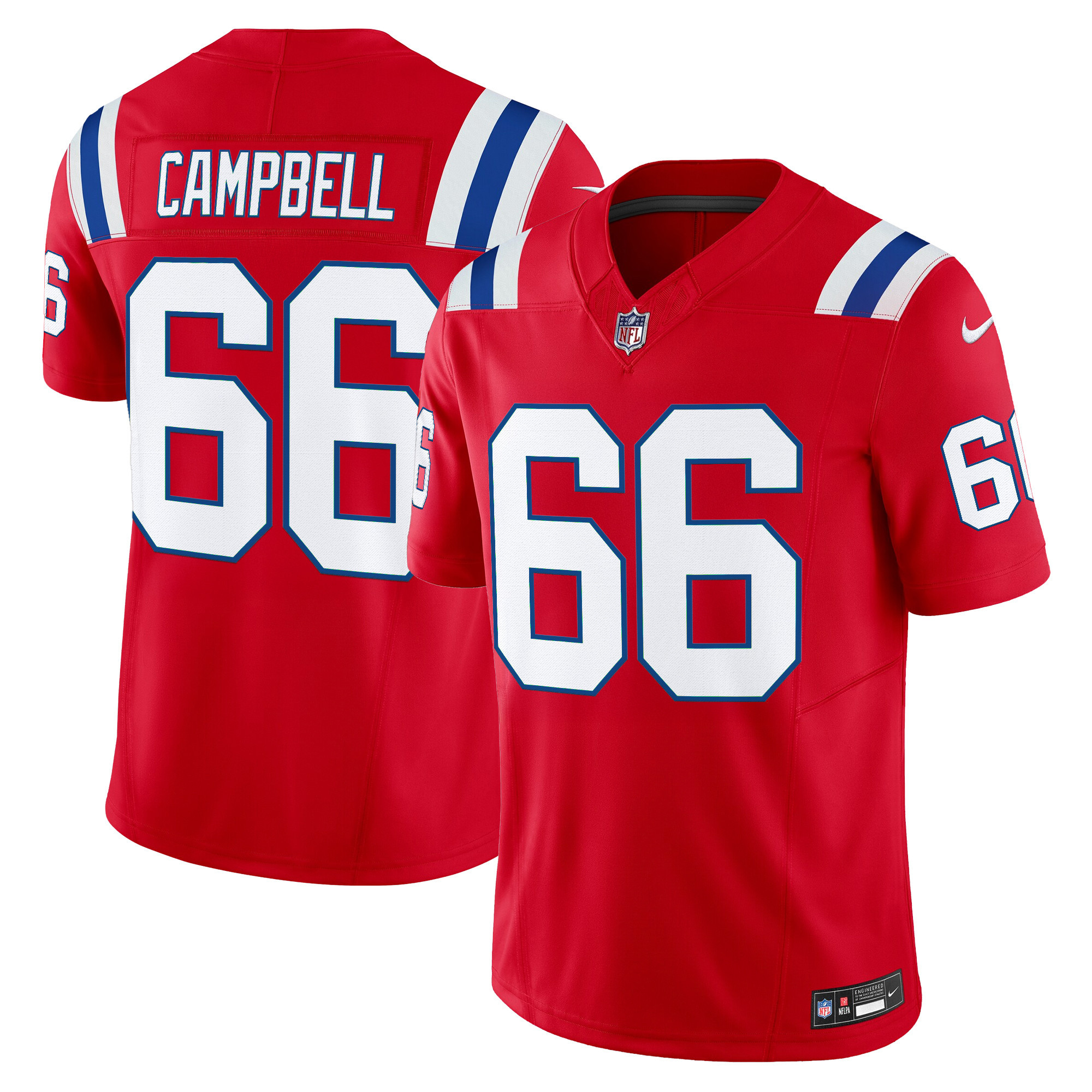 Will Campbell Men's New England Patriots 2025 Vapor Limited Red Jersey - All Stitched