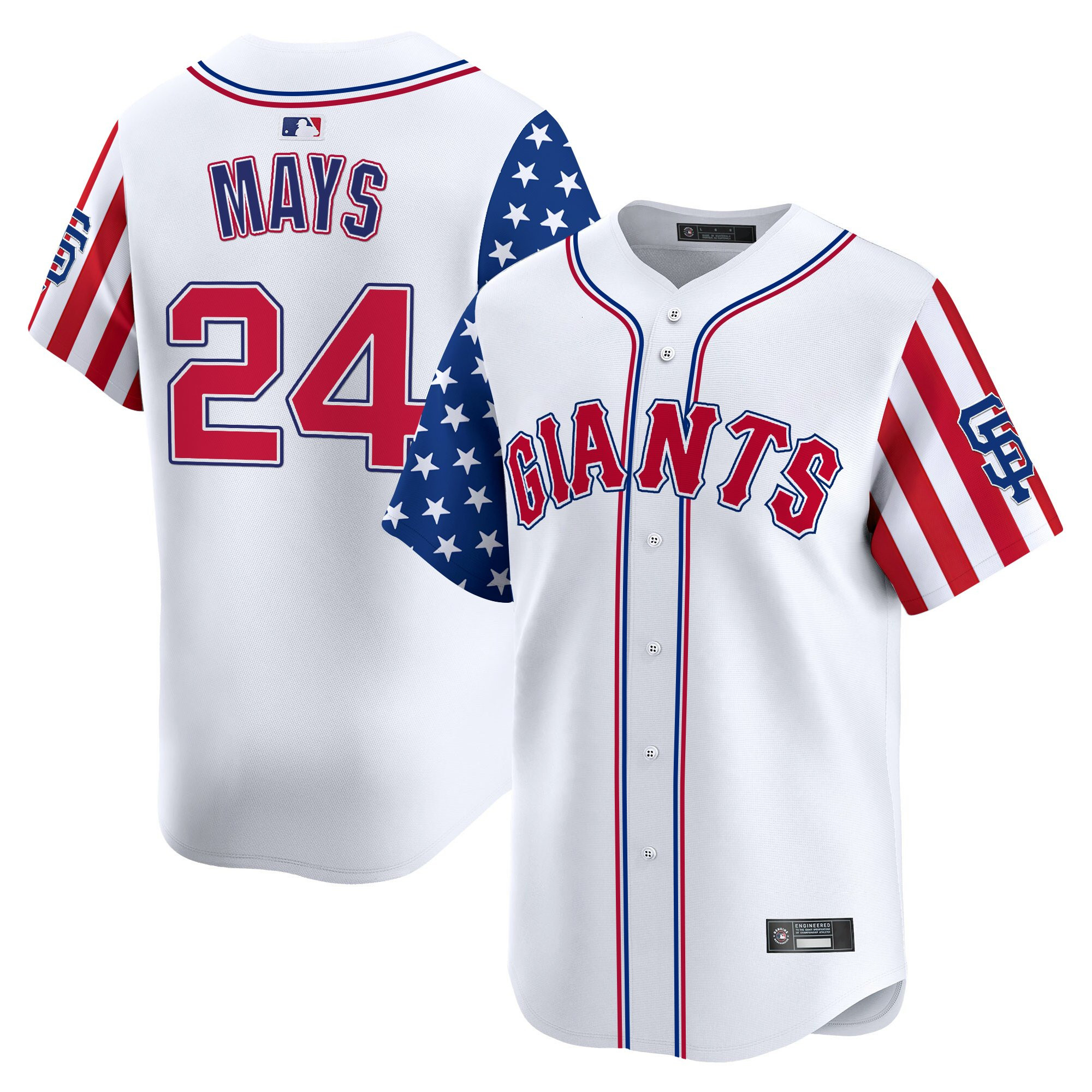 Willie Mays Men's San Francisco Giants 2025 Independence Day Vapor Premier Limited White Jersey - All Stitched