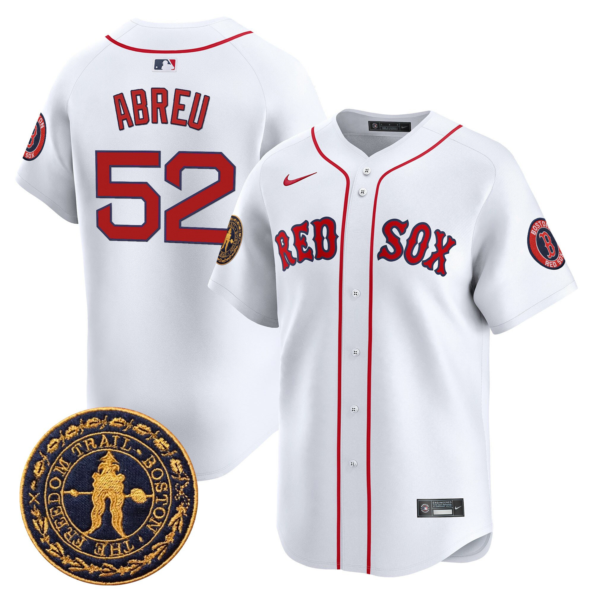 Wilyer Abreu Men's Boston Red Sox Freedom Trail Patch Vapor Premier Limited White Jersey - All Stitched