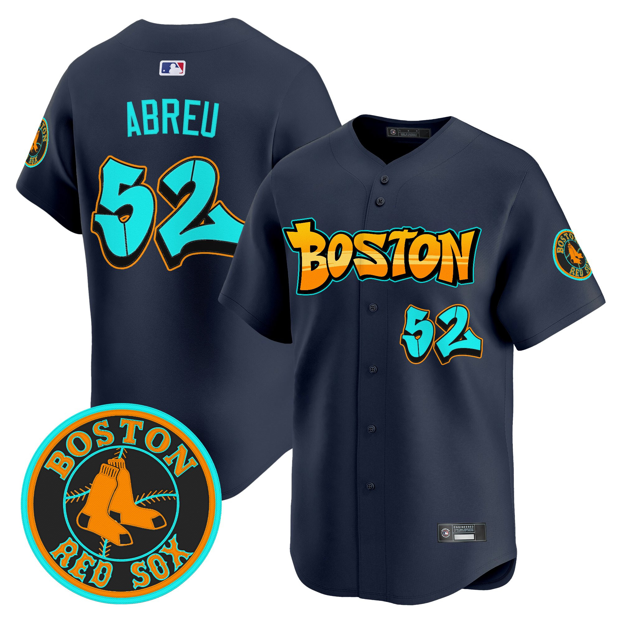 Wilyer Abreu Men's Boston Red Sox 'Graffiti Streetstyle Edition Vapor Premier Limited Navy Jersey - All Stitched