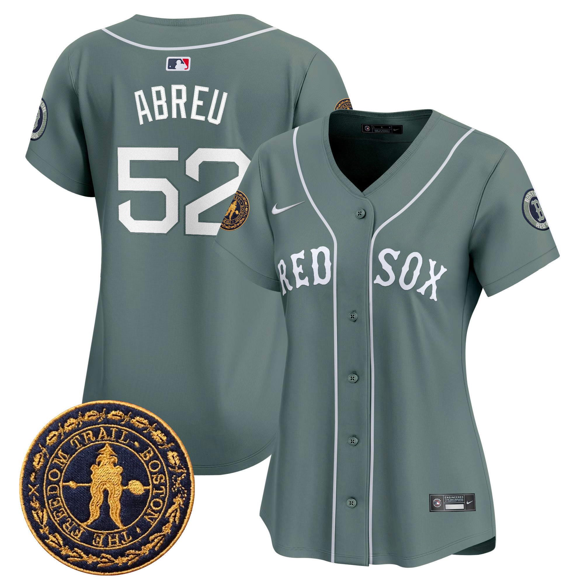 Wilyer Abreu Women's Boston Red Sox Freedom Trail Patch Vapor Premier Limited Green Jersey - All Stitched