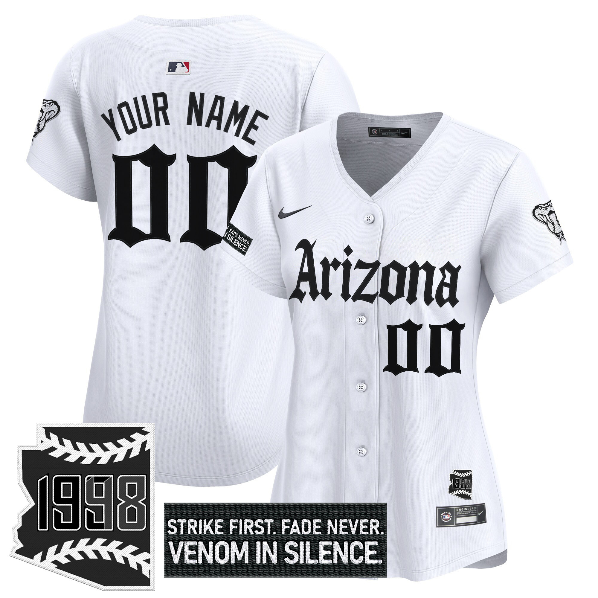 Women's Arizona Diamondbacks Gothic Desert Fang Edition Vapor Premier Limited Custom White Jersey - All Stitched