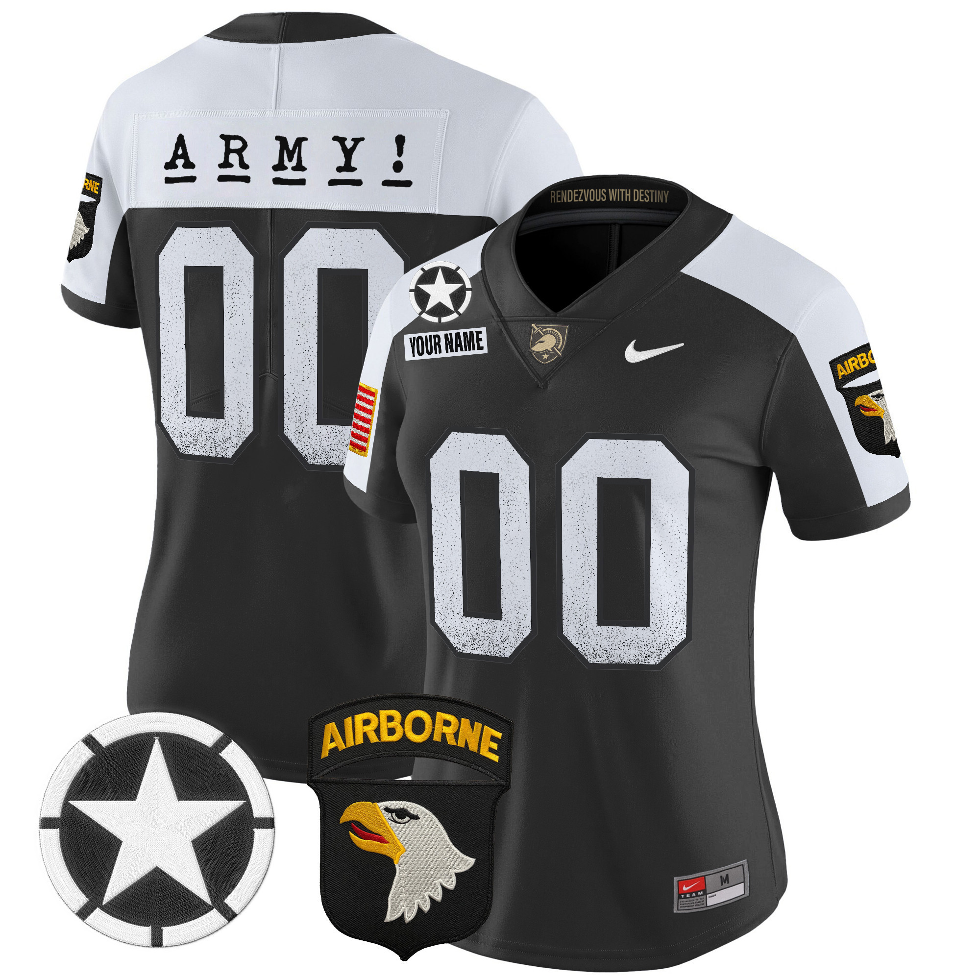 Women's Army Black Knights 2025 Screaming Eagles Vapor Limited Custom Black Alternate Jersey - All Stitched