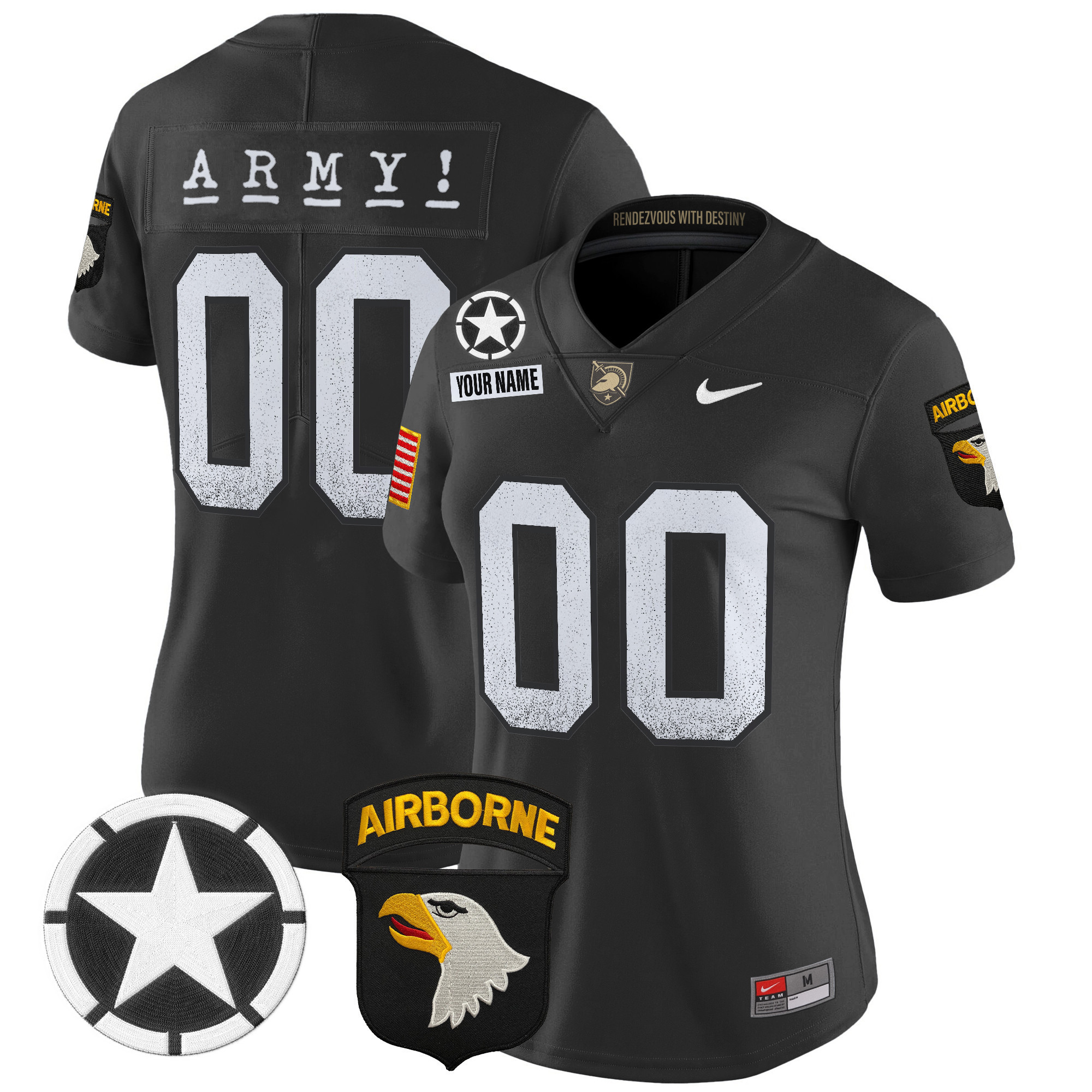 Women's Army Black Knights 2025 Screaming Eagles Vapor Limited Custom Black Jersey - All Stitched