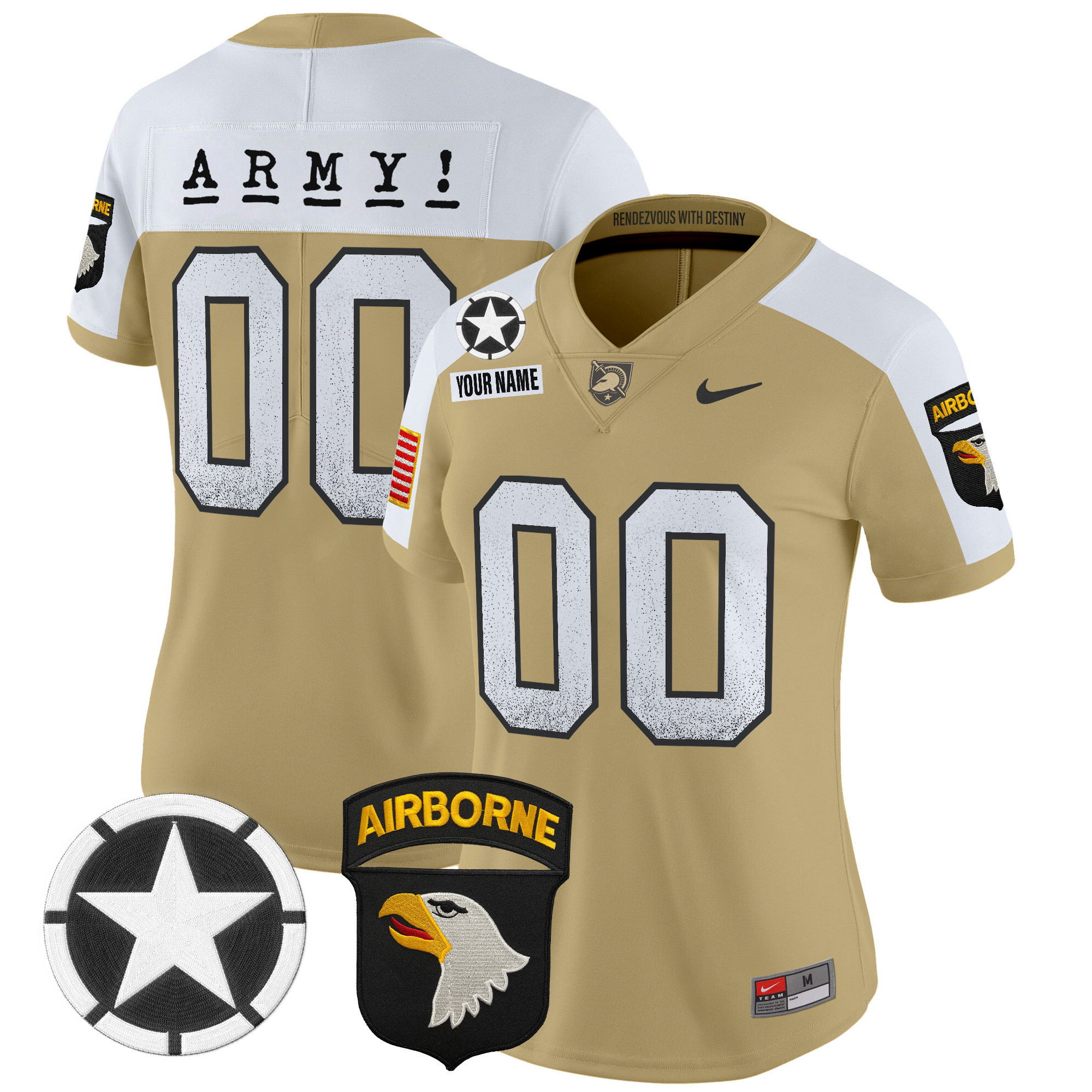 Women's Army Black Knights 2025 Screaming Eagles Vapor Limited Custom Tan Alternate Jersey - All Stitched