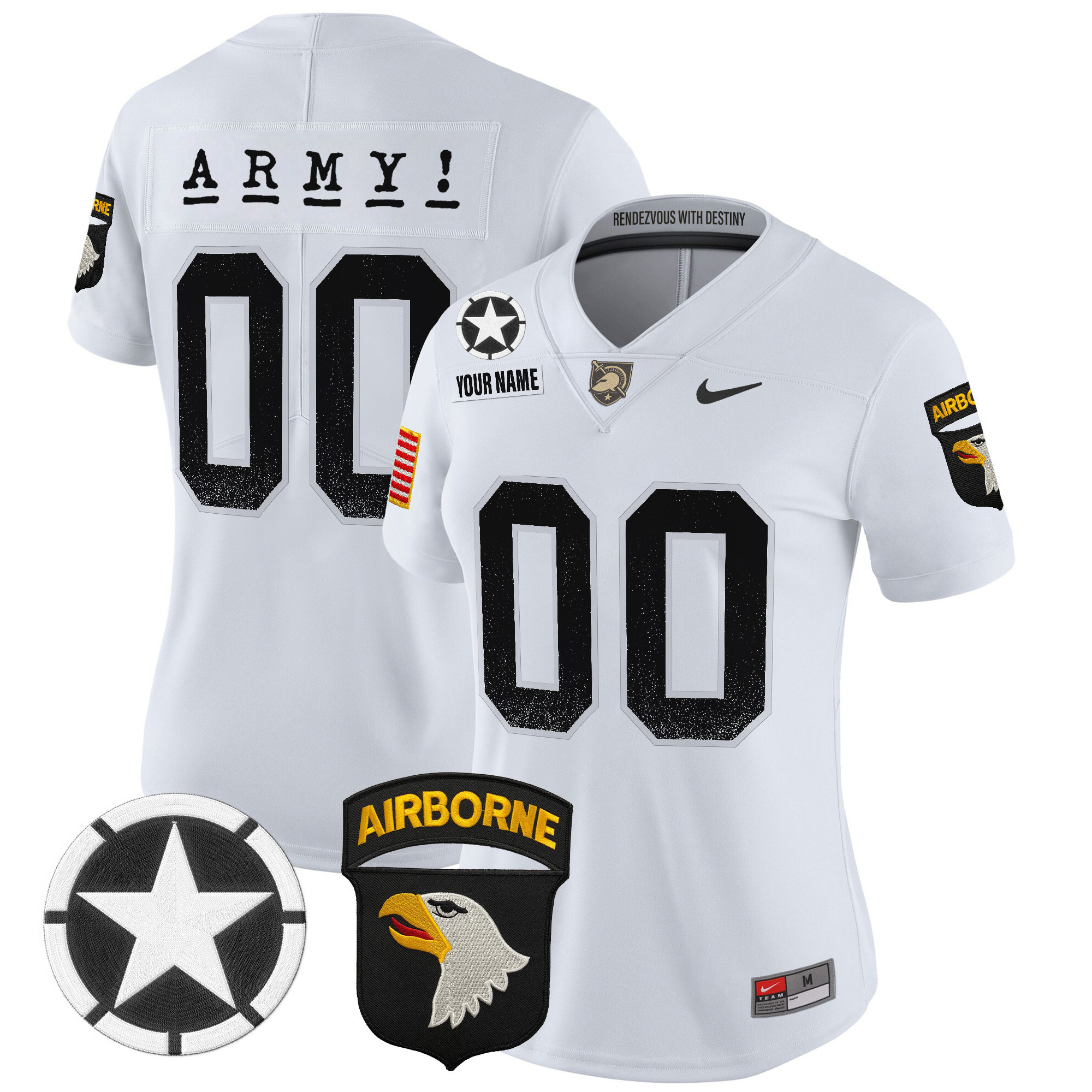 Women's Army Black Knights 2025 Screaming Eagles Vapor Limited Custom White Jersey - All Stitched